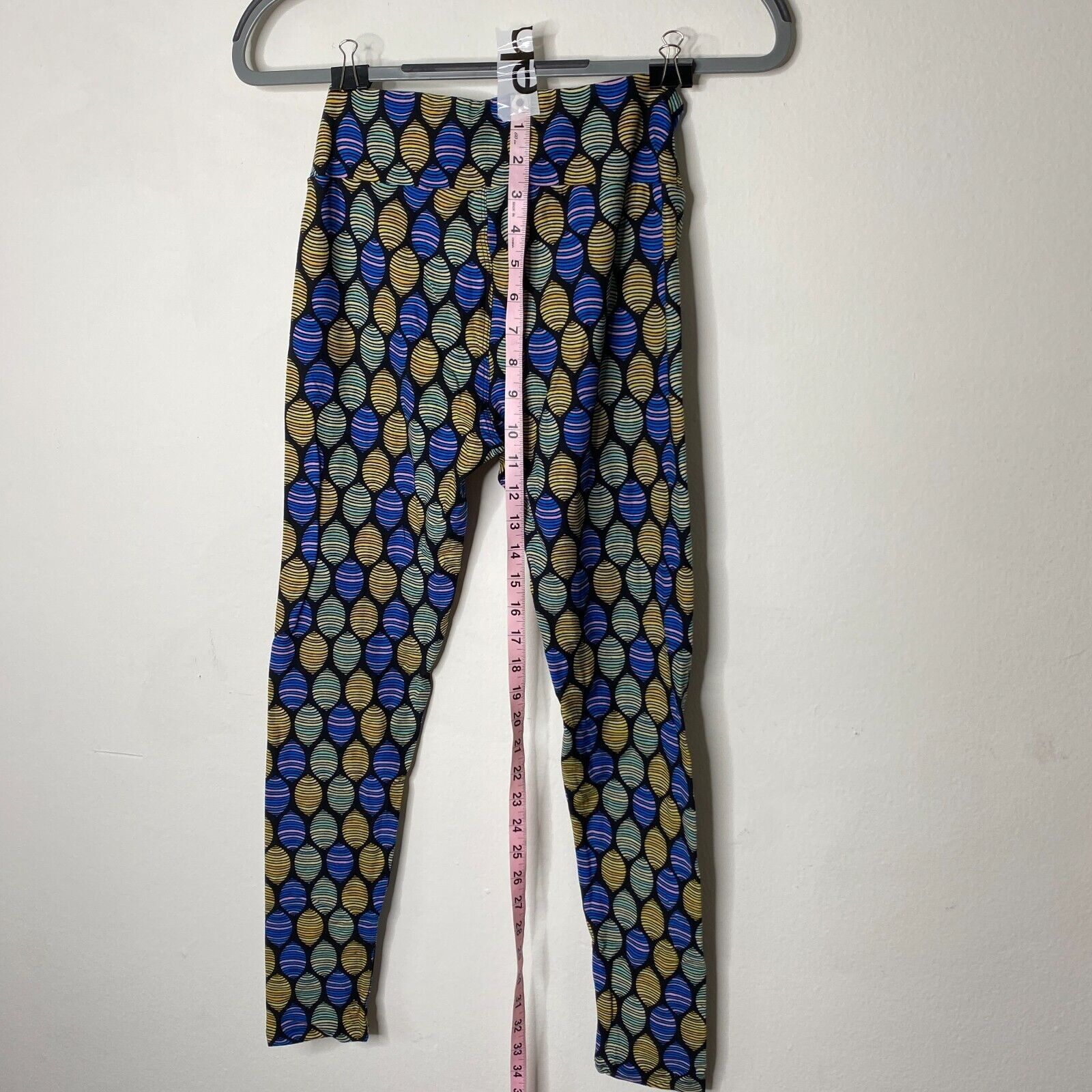 Other NWT LuLaRoe Blue Multicolor Egg Design Leggings Pants OS Size 32" / US 10 / IT 46 - 5 Thumbnail