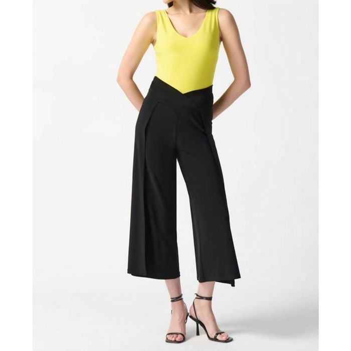 Joseph Ribkoff Silky Knit Mesh Insert Wide Leg Pull-On Pants main image 1