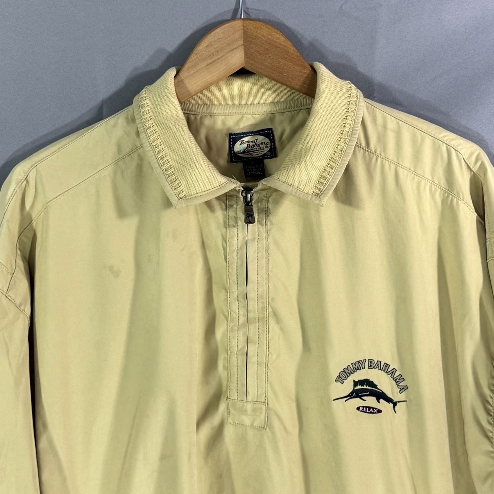 Tommy Bahama Tommy Bahama Jacket Mens Large Half Zip Windbreaker Outdoor Lightweight Beige Pullover Relax Logo Navy? Size US L / EU 52-54 / 3 - 3 Thumbnail