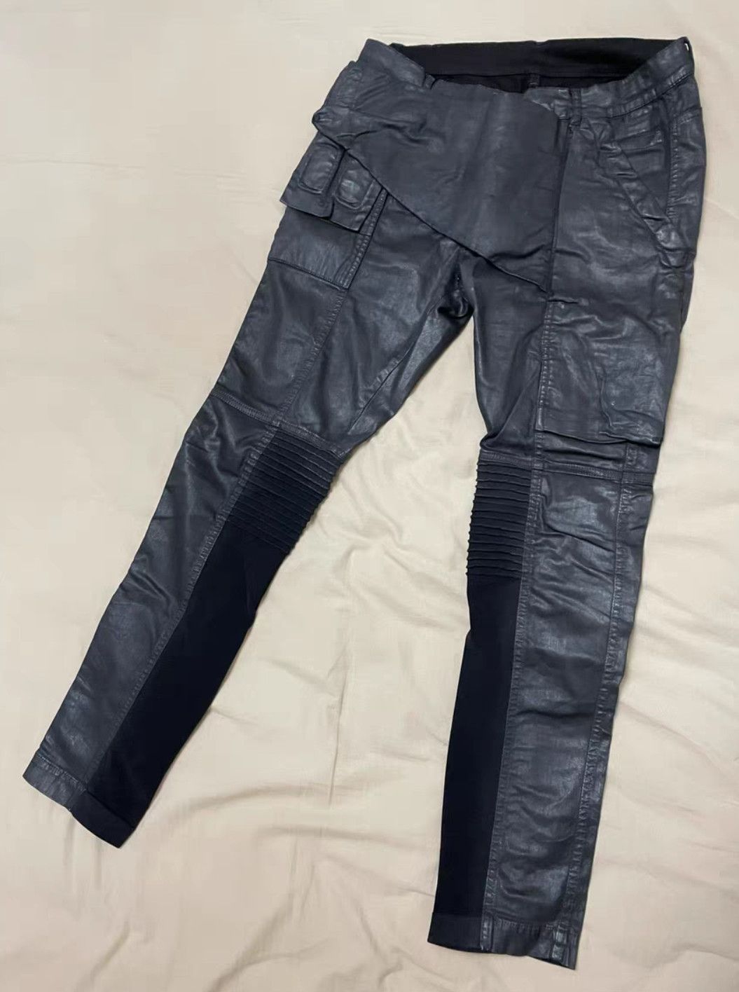 Rick Owens Rick Owens double lined diagonal placket brushed wax pants Size US 31 - 1 Thumbnail