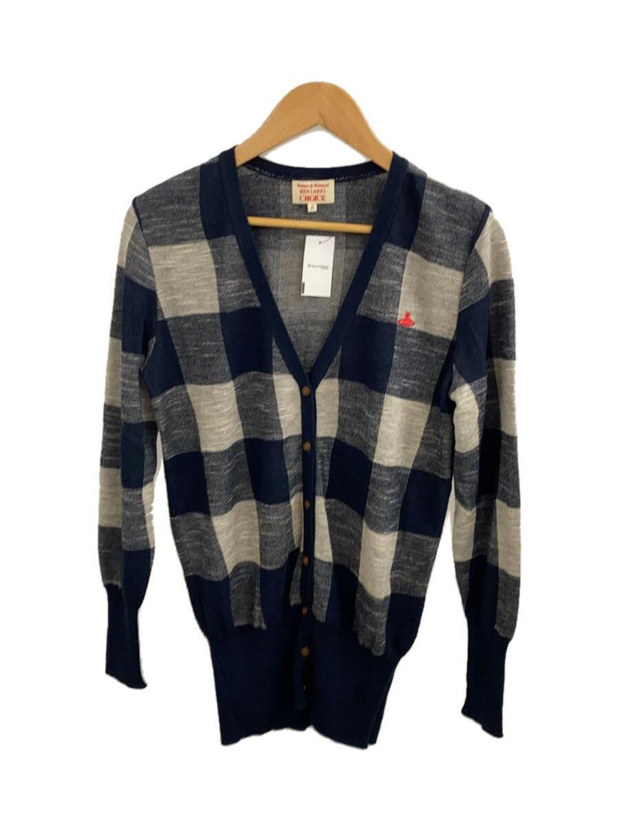image of Vivienne Westwood Checkered Orb Cardigan in Navy, Men's (Size Medium)