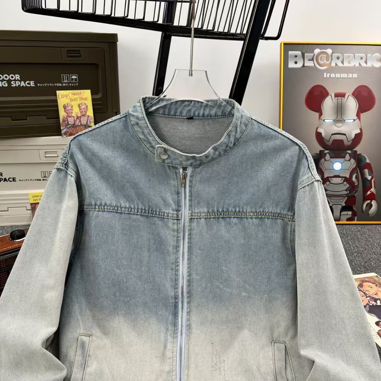 Vintage Gradient Denim Biker Jacket Size US M / EU 48-50 / 2 - 2 Thumbnail