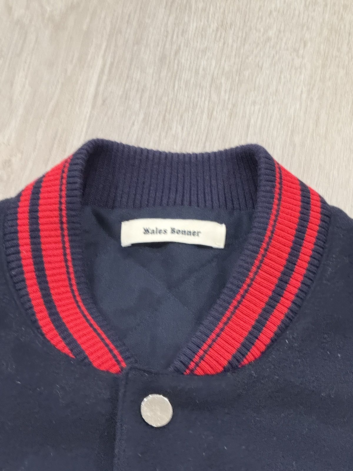 Wales Bonner WALES BONNER ASCEND VARSITY JACKET NAVY/BROWN Size US M / EU 48-50 / 2 - 4 Thumbnail