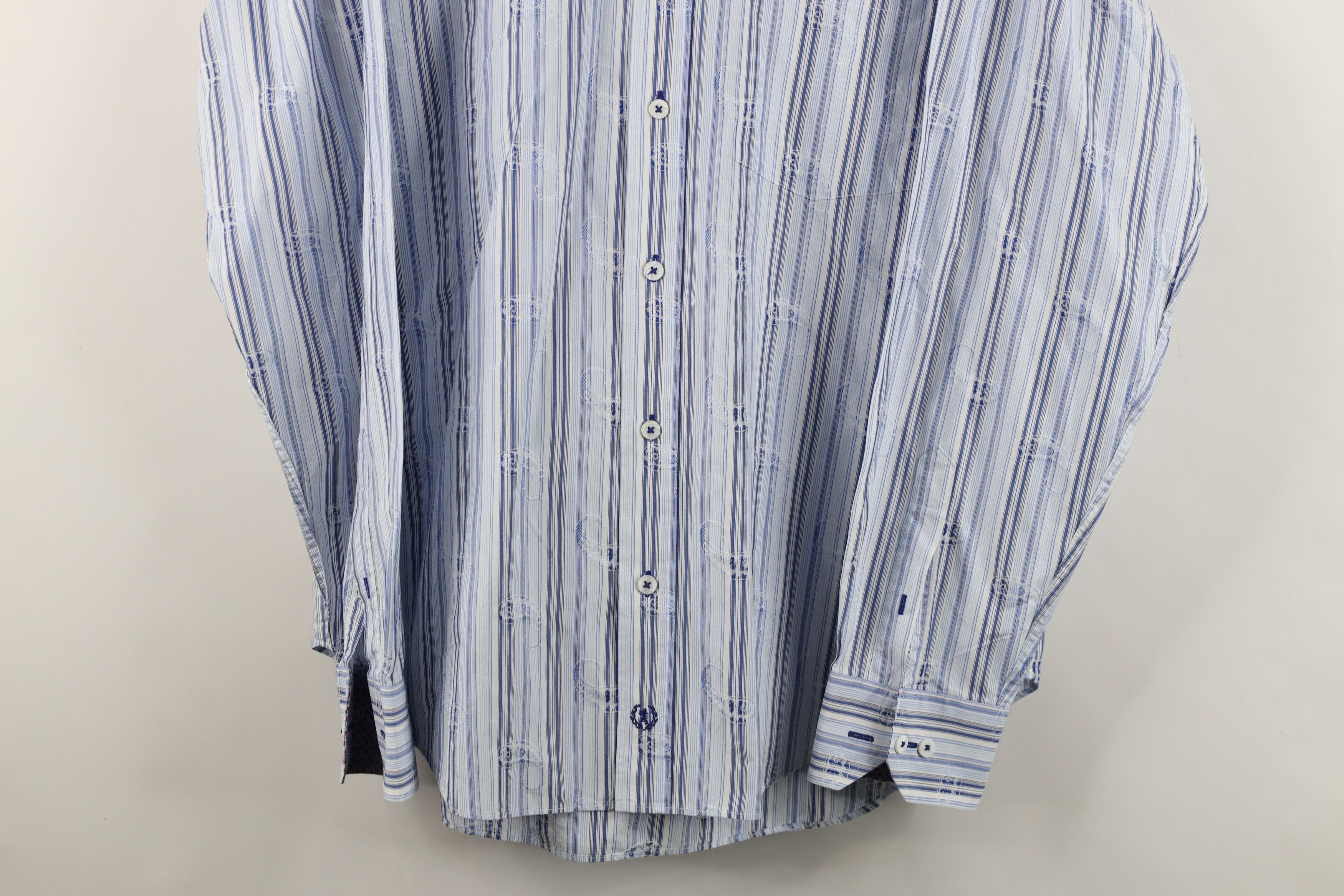 Vintage Bugatchi Uomo Striped Collared Button Down Shirt Cotton Size US M / EU 48-50 / 2 - 3 Thumbnail