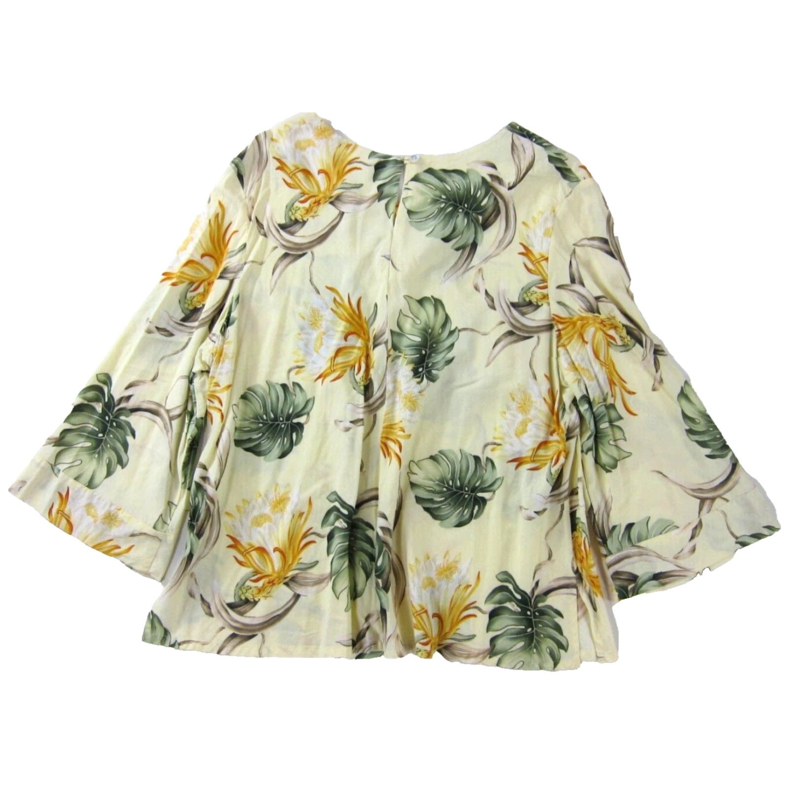IOLANI IOLANI Blouse Tunic 3/4 Sleeve Floral Hawaiian Rayon Yellow 3X Womens Size XXL / US 16-18 / IT 52-54 - 2 Thumbnail