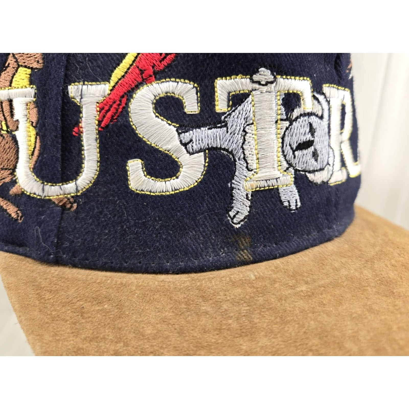 Vintage VINTAGE HaT Australia Suede Brim Hat Embroidered Cap Strapback Mens Adjustable Black 90s Australia Vintage Distressed Embroidered Cap Strapback Size ONE SIZE - 4 Thumbnail