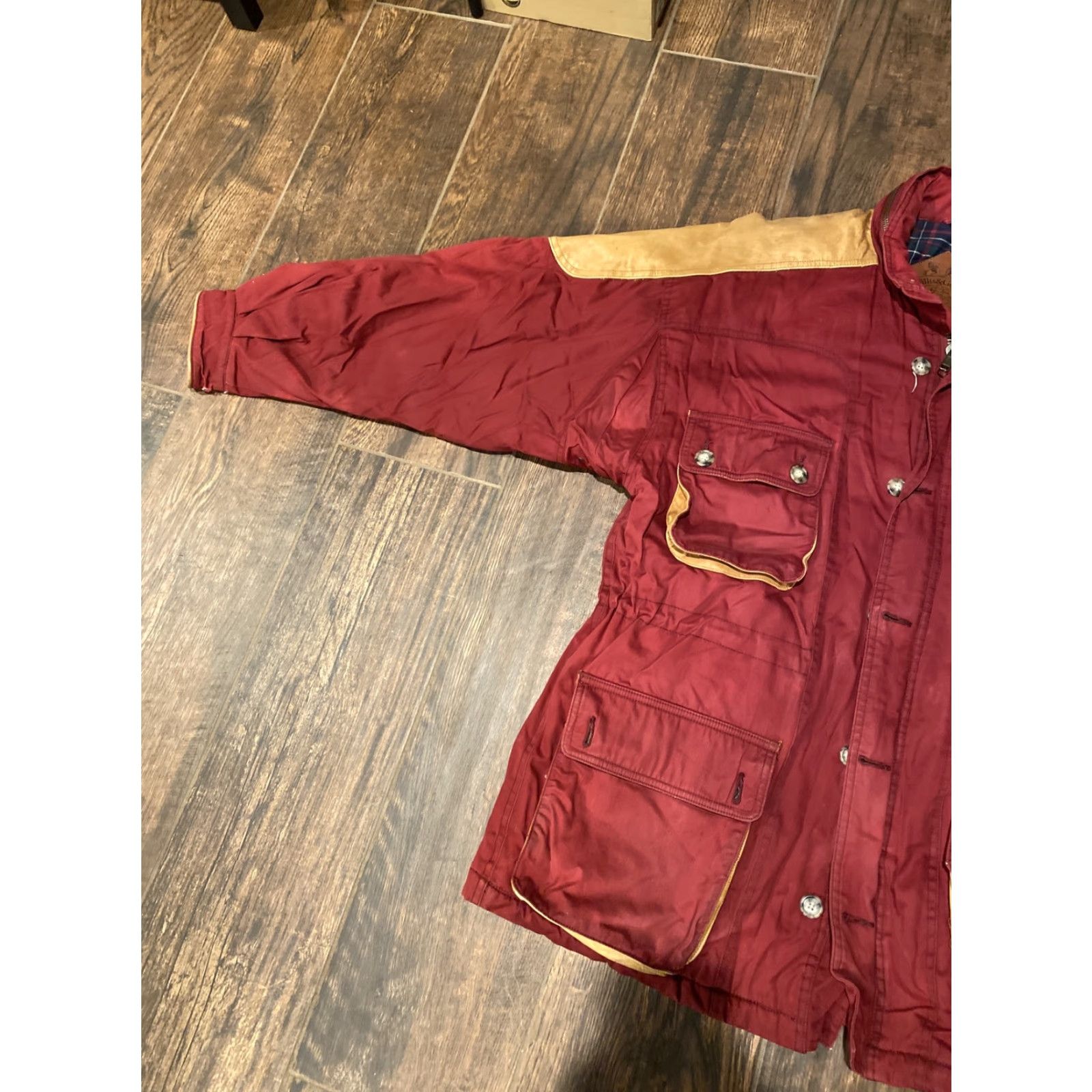 Vintage Willis & Geiger Men's Ranger Jacket Safari Leather Patches M Red 1990s Outdoor Outdoor Safari/Outdoors Size US M / EU 48-50 / 2 - 3 Thumbnail