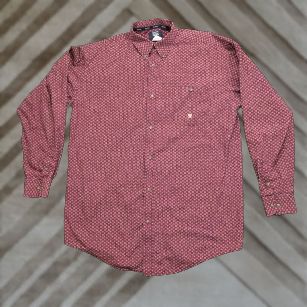Wrangler VINTAGE Wrangler Shirt Mens XLT XL Tall Red Button Up Geometric Country 20X Y2K 90s Western Pockets Mens Size US XL / EU 56 / 4 - 1 Thumbnail