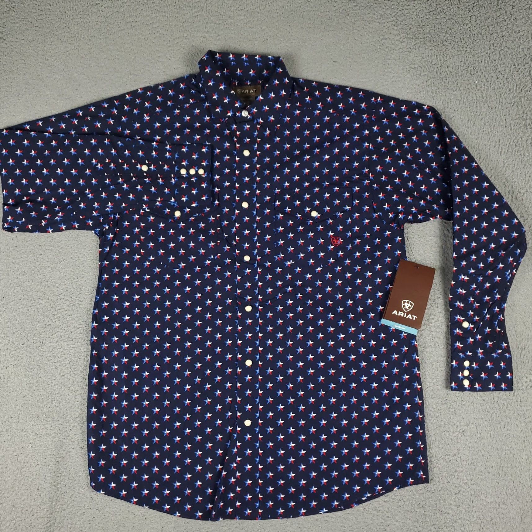Ariat Ariat Blue Western Shirt Mens Medium Long Sleeve Pearl Snap Button Geometric Print Size US M / EU 48-50 / 2 - 2 Thumbnail
