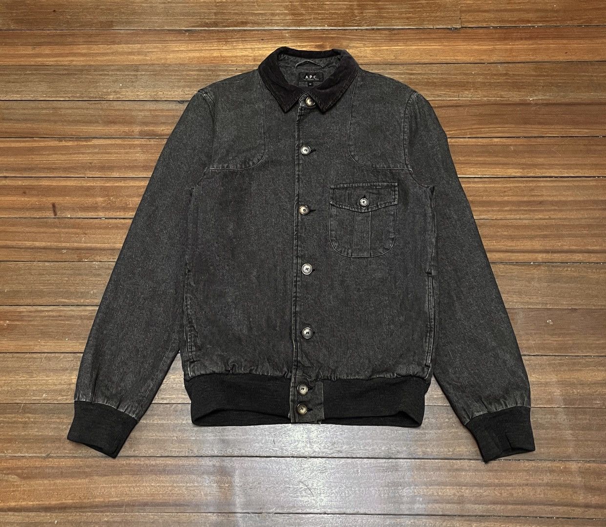 A.P.C. Very Rare Design Vintage Brand APC MA-1 Denim Jacket 1990s Size US M / EU 48-50 / 2 - 1 Thumbnail