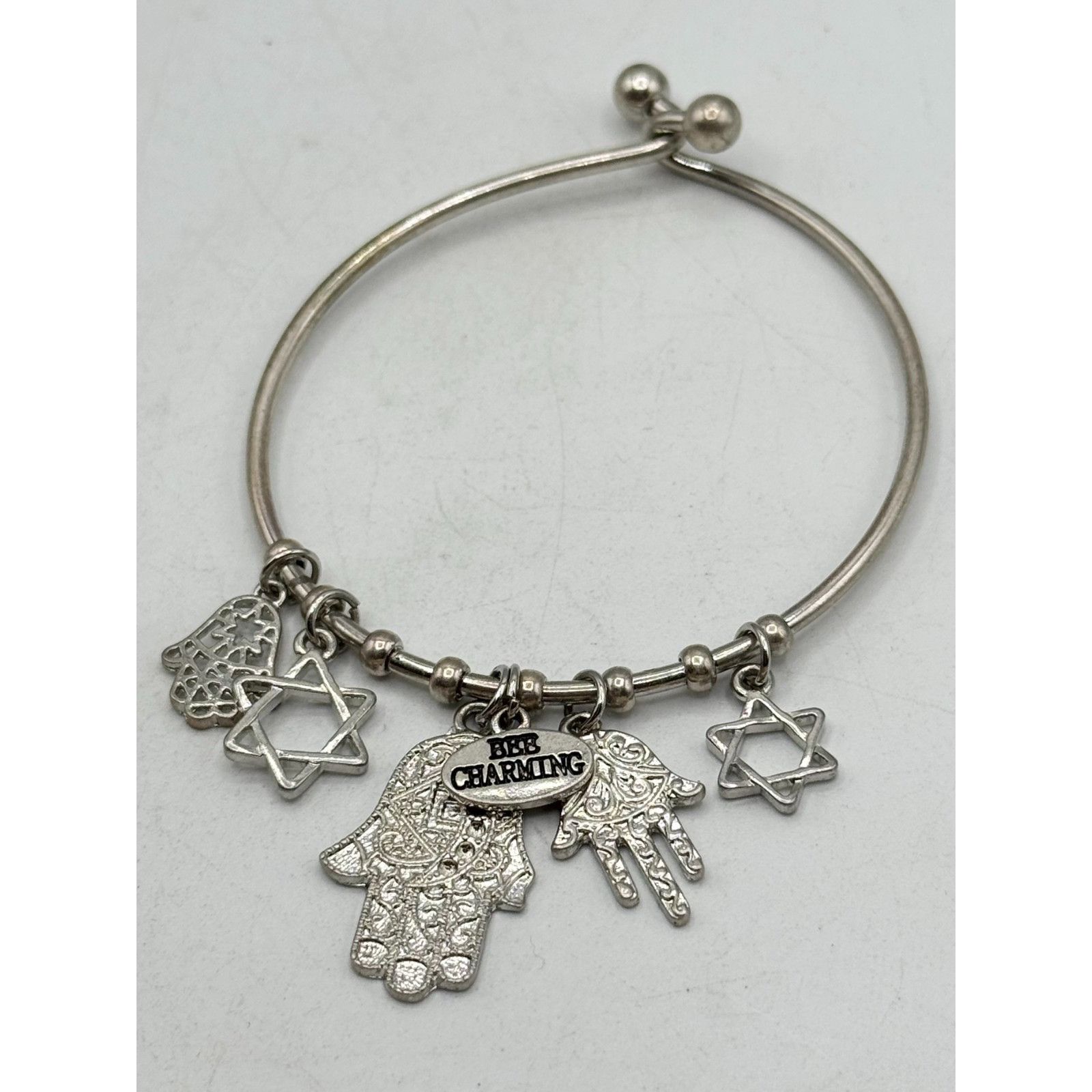 Other Jewish star hamsa hand charm bangle silver bracelet Size ONE SIZE - 3 Thumbnail