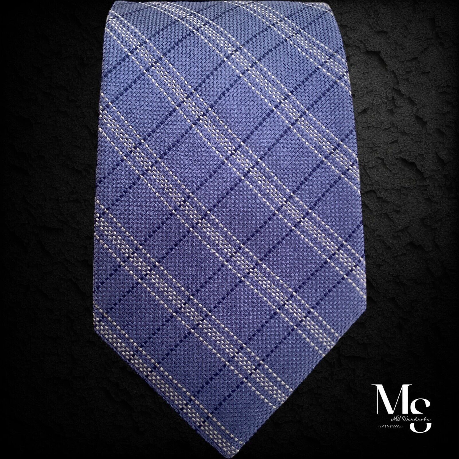 Canali CANALI Blue PLaid Silk Tie Made In Italy W: 3.75" EX COND Size ONE SIZE - 5 Thumbnail