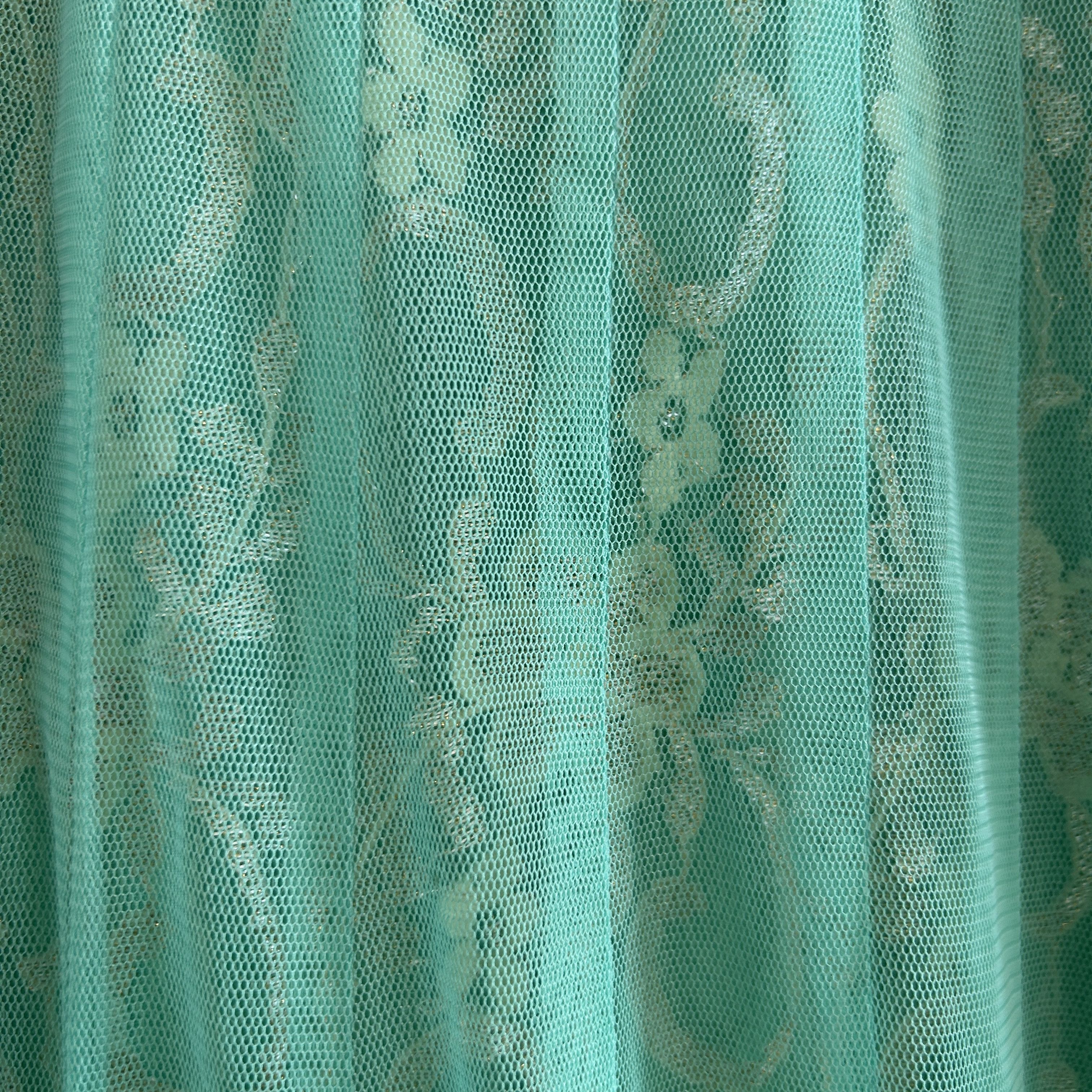 Vintage Mint Green Gold Embroidered Anarkali Gown Size M / US 6-8 / IT 42-44 - 16 Thumbnail