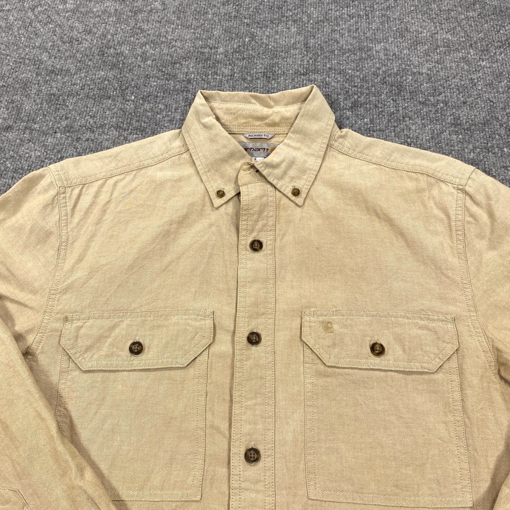 Carhartt Carhartt Shirt Mens S Beige Twill Long Sleeve Button Up Pockets Workwear Size US S / EU 44-46 / 1 - 2 Thumbnail