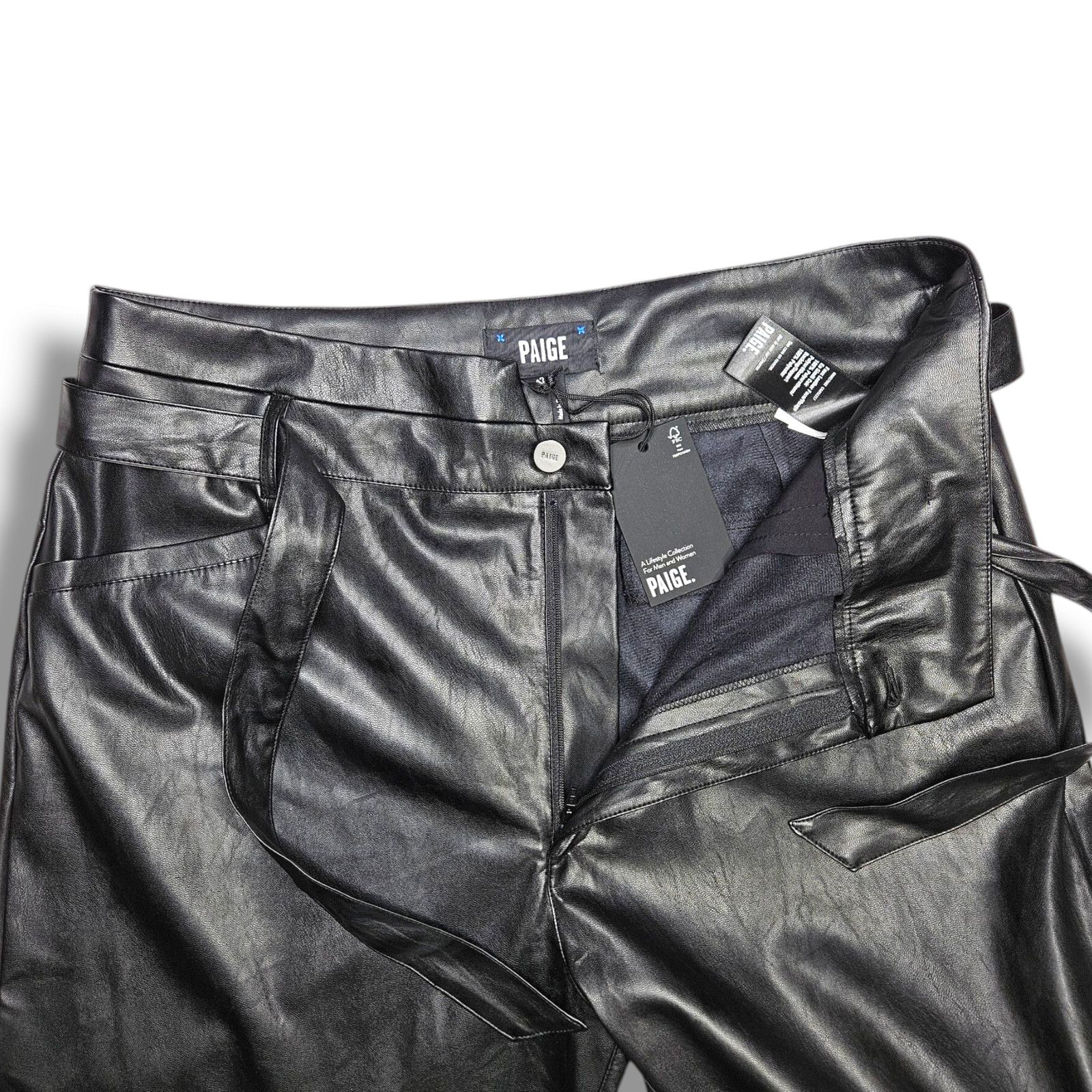 Paige NWT Paige Kina Vegan Leather Ankle Straight Trousers Sz. 12 Size 34" / US 12 / IT 48 - 5 Thumbnail