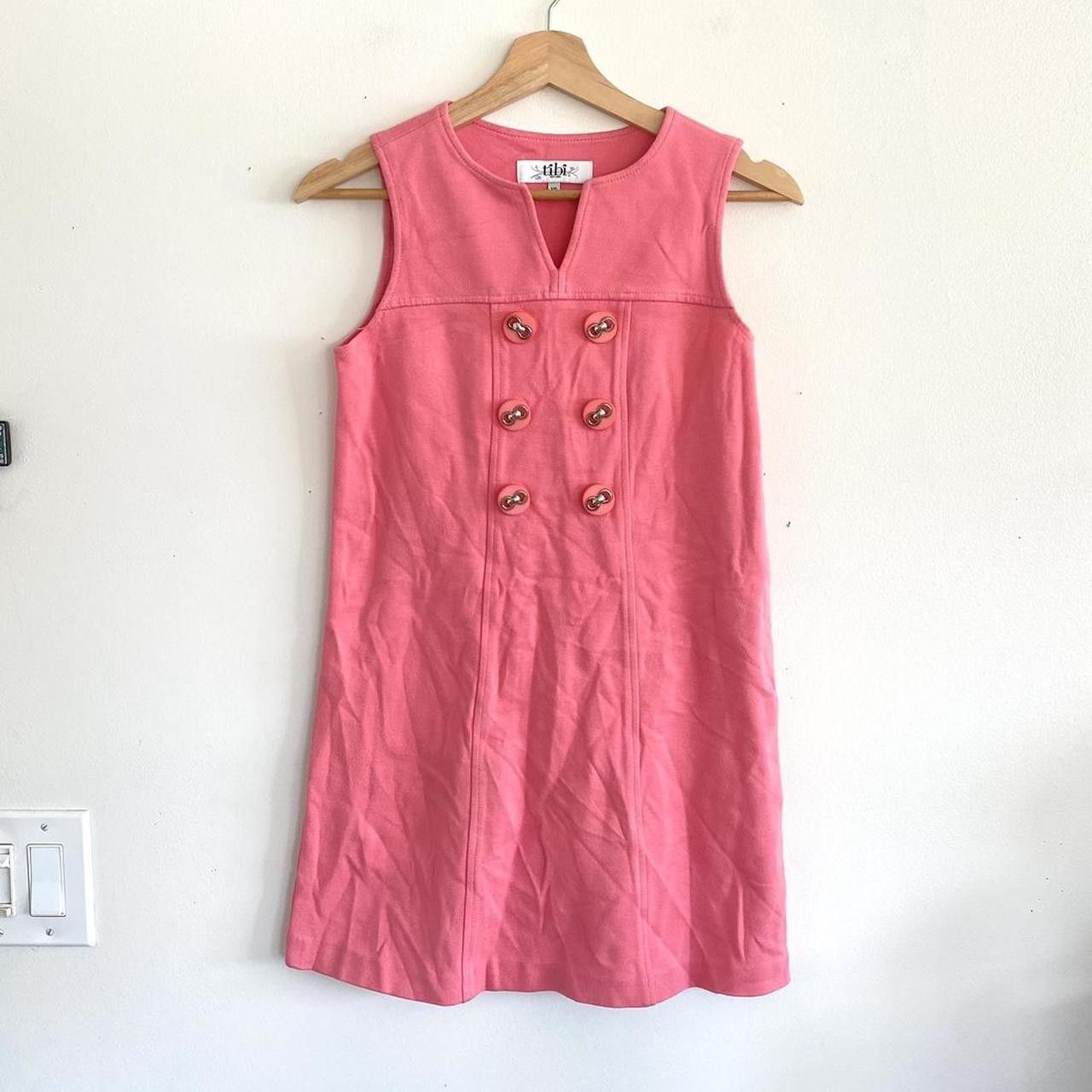 Tibi TIBI PINK PENCIL WOMENS BUTTON DRESS MINI SIZE XS Size XS / US 0-2 / IT 36-38 - 2 Thumbnail