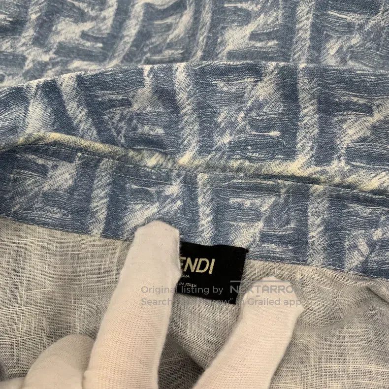 Fendi Fendi Blue Logo Printed All-Over Linen Collar Short Sleeve Size US XXS / EU 40 - 7 Thumbnail