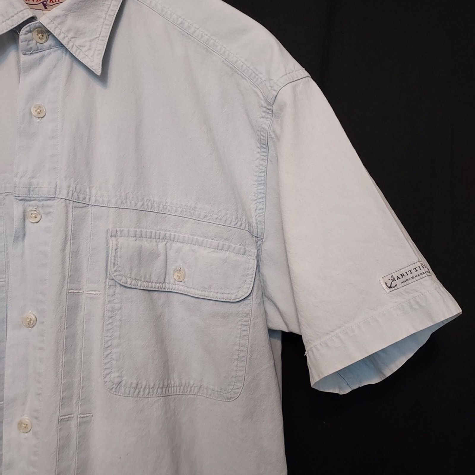Other Andy and Karen Maritimmo Blue Button Up Front Pockets Shirt Size US M / EU 48-50 / 2 - 5 Thumbnail