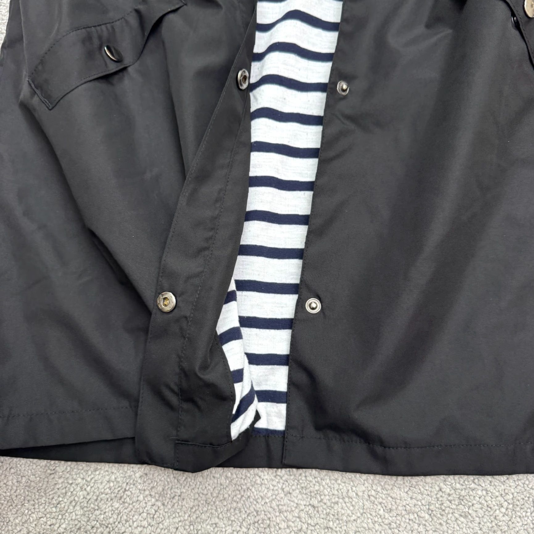 Rains Wantdo Anorak Long Rain Coat Hoodie Jacket Womens Medium Black Stripe Lined Size M / US 6-8 / IT 42-44 - 7 Thumbnail