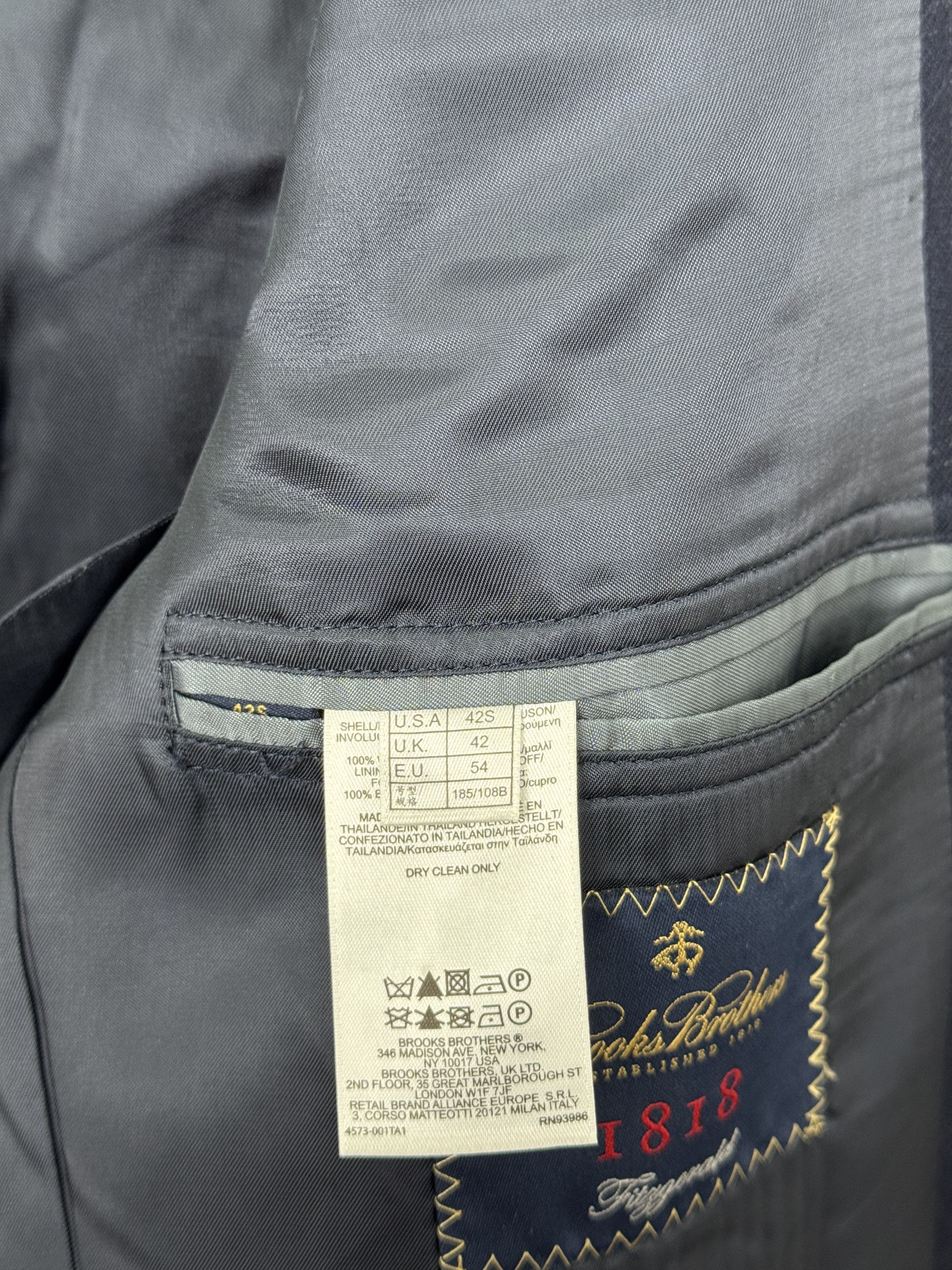 Brooks Brothers Brooks Brothers Wool Checkered Navy Blazer US 42S / EU 54 Size 42S - 9 Thumbnail