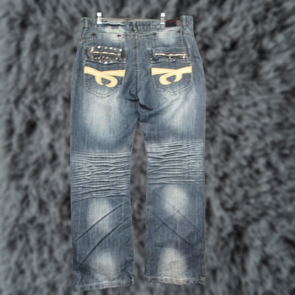 Vintage Red Ape Jeans Mens 38 Blue Straight Leg Distressed Studded Pockets Denim Pants Size US 38 / EU 54 - 1 Thumbnail