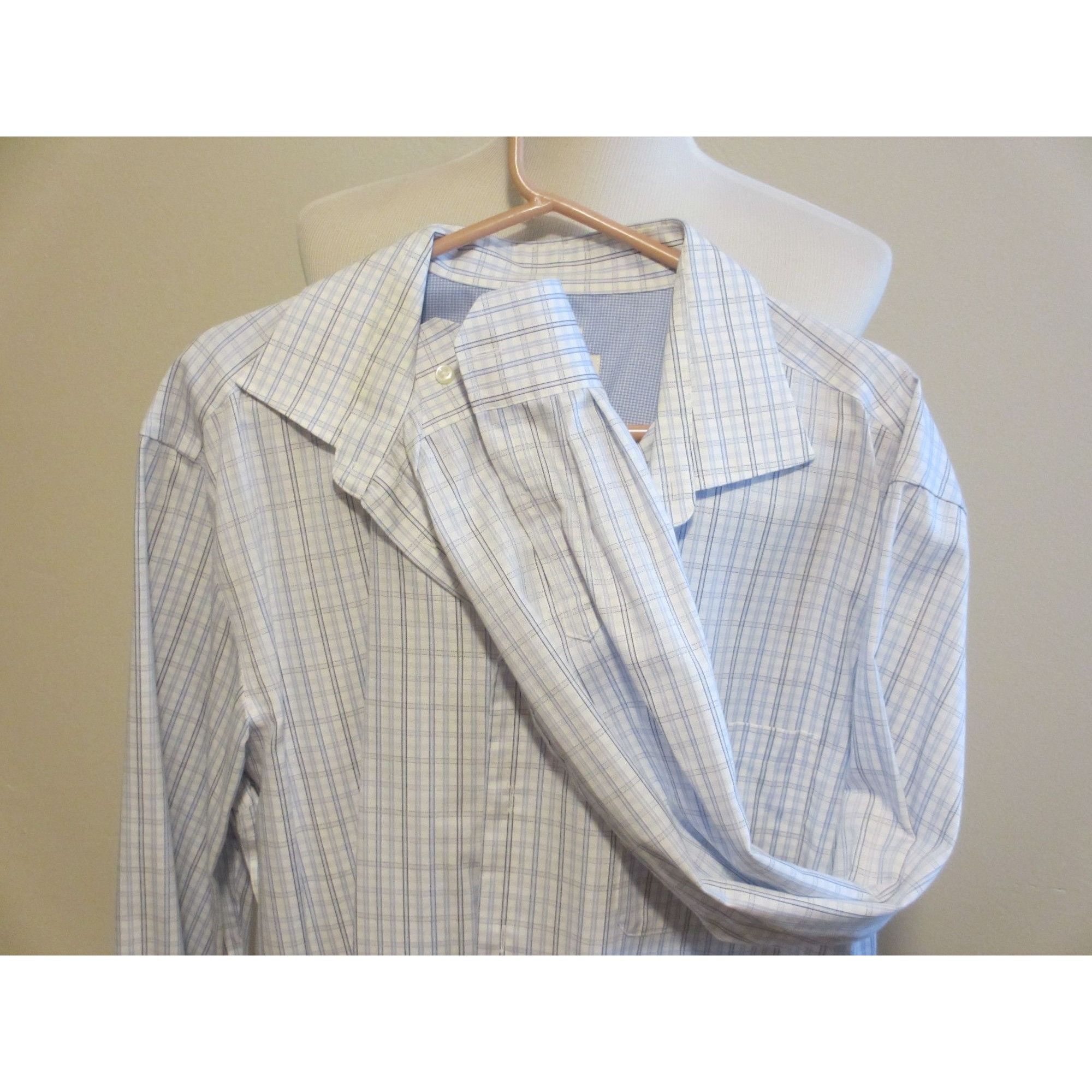 Joseph Abboud Joseph Abboud Non-Iron 2XLT Blue & White Checkered 100% Cott Size US XXL / EU 58 / 5 - 4 Thumbnail