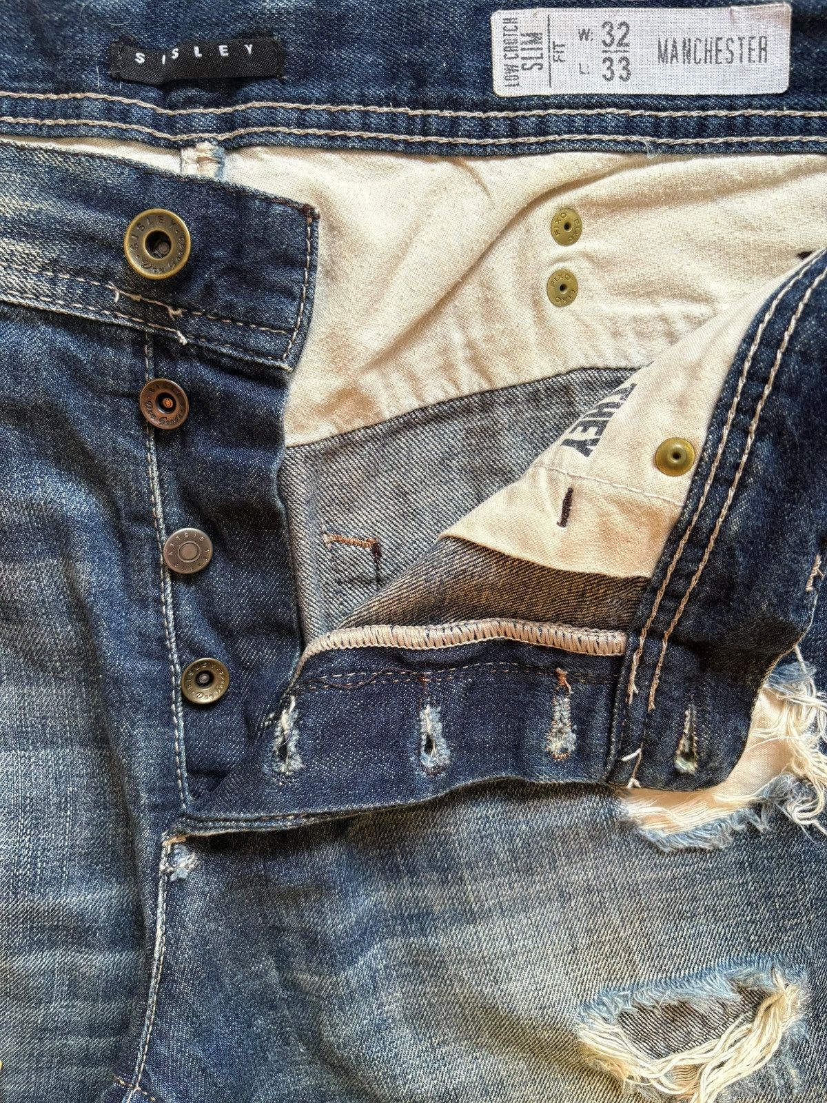 Japanese Brand SALES🔥Vintage Japanese Distressed Buckle Back Jean Shorts Size US 34 / EU 50 - 3 Thumbnail