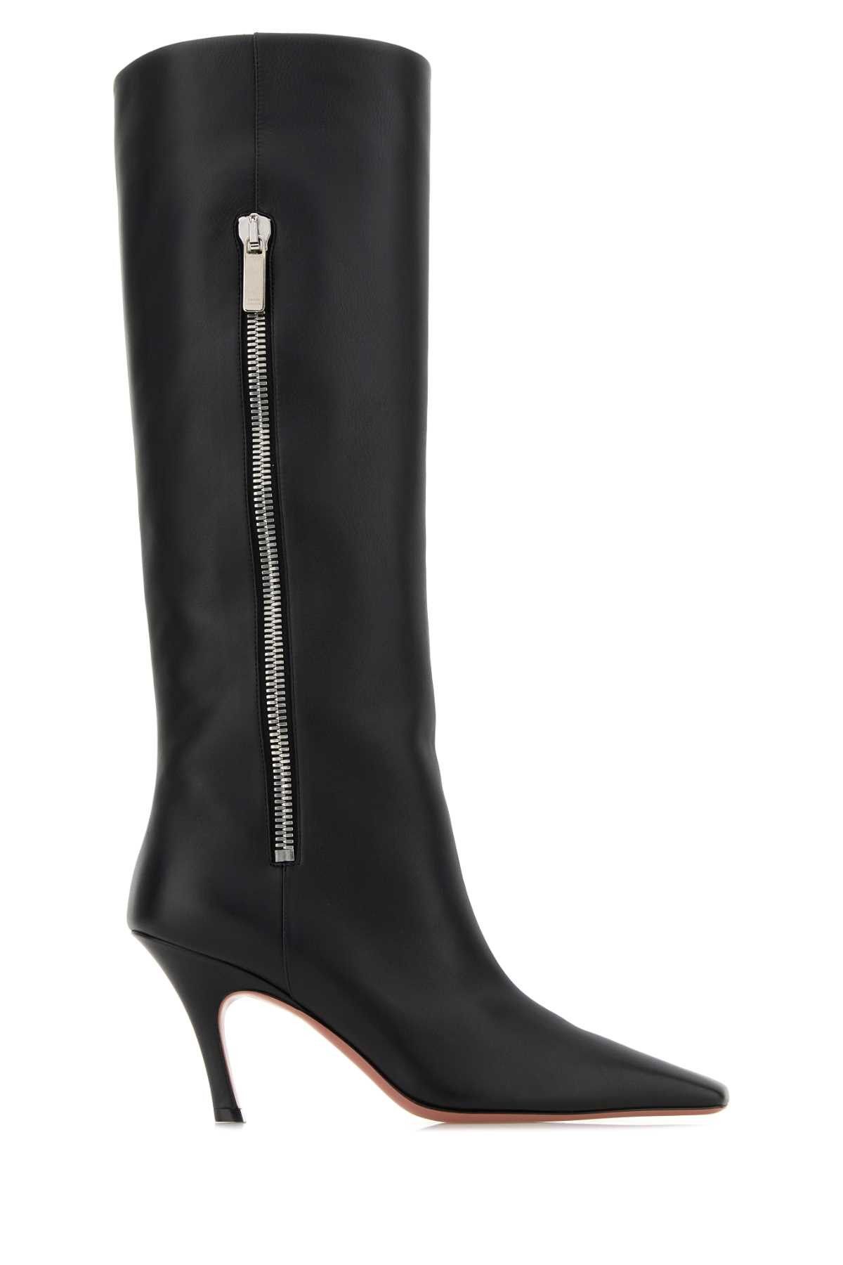 Amina Muaddi Black Leather Mona Boots Size US 10 / IT 40 - 1 Thumbnail