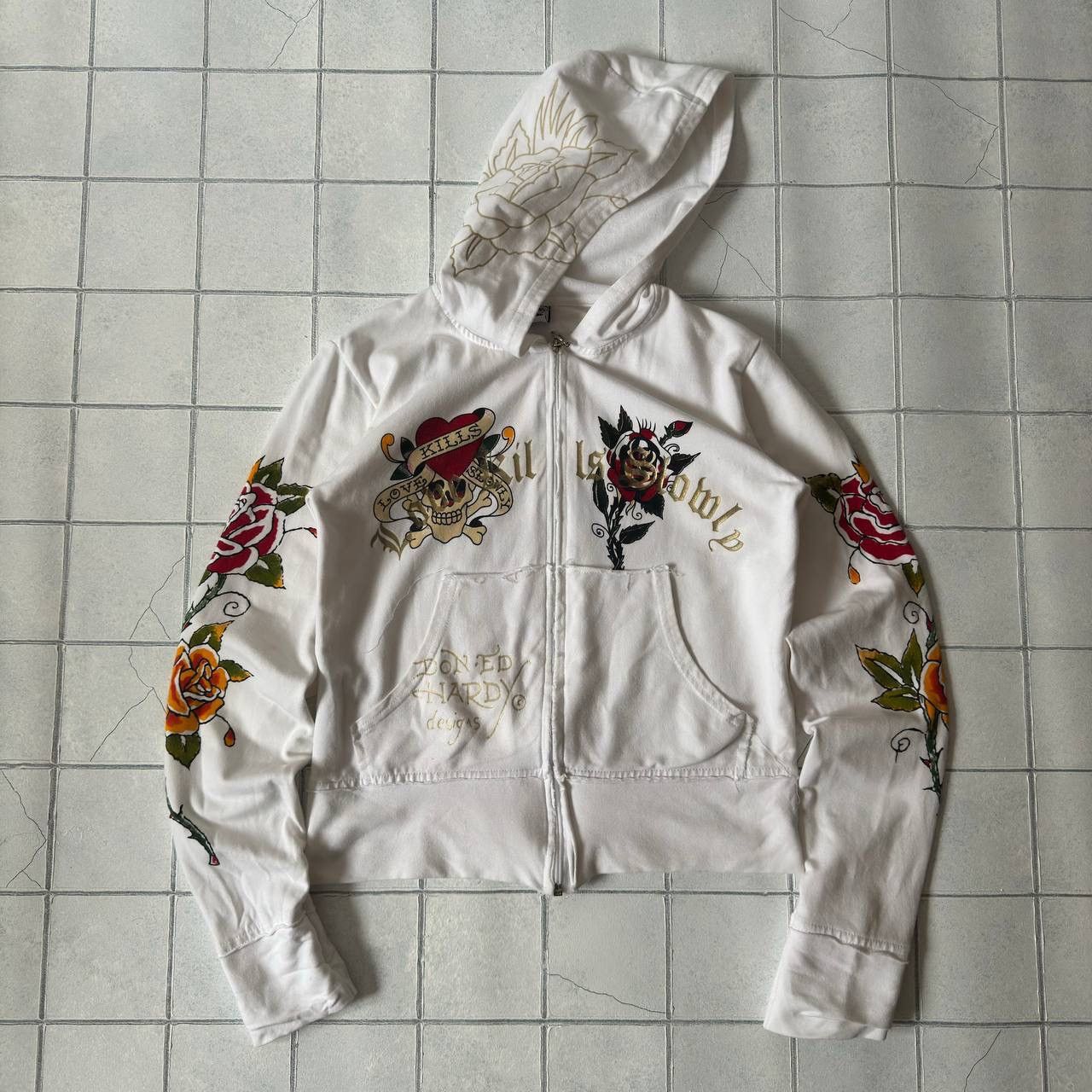image of By Christian Audigier Vintage Zip Hoodie Y2K, Women's (Size Medium)