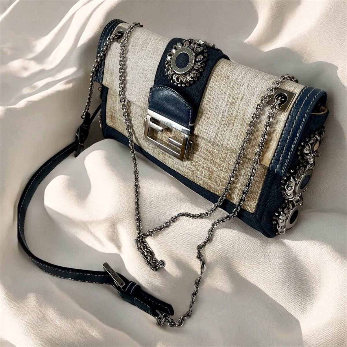 Fendi Fendi Embellished Canvas Baguette Size ONE SIZE - 1 Thumbnail