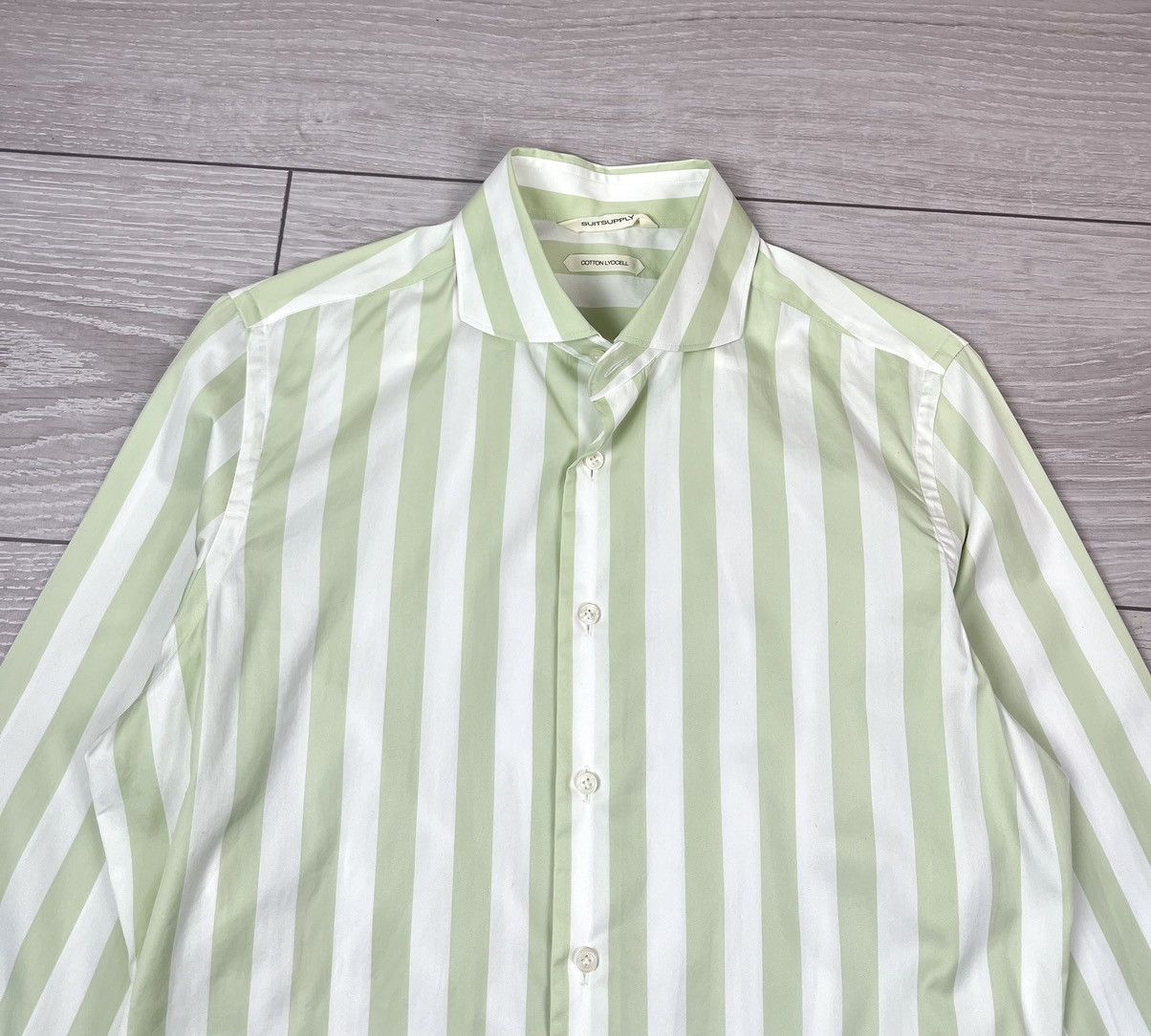 Suitsupply Suitsupply Cotton Lyocell Slim Striped Button Shirt Size US M / EU 48-50 / 2 - 5 Thumbnail