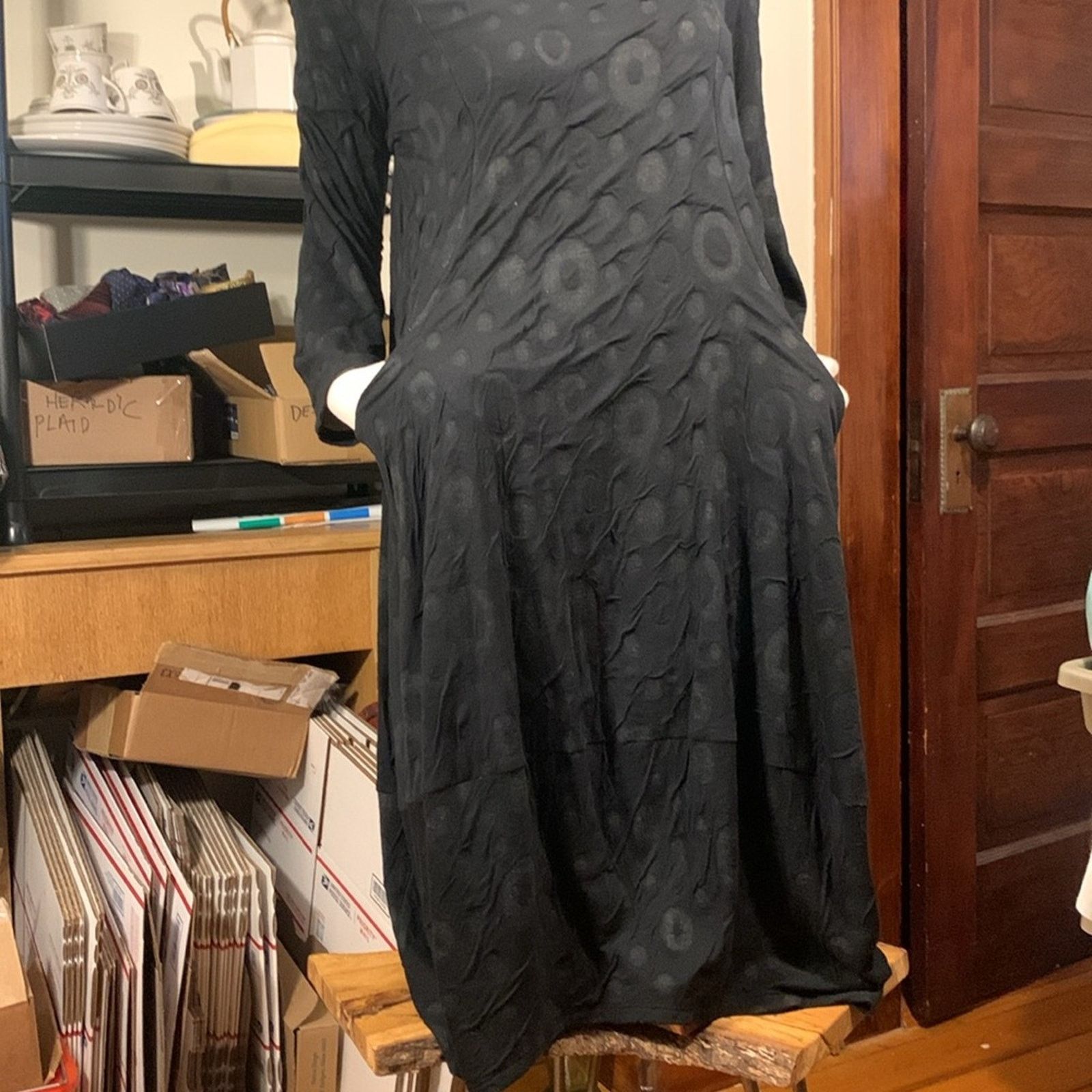 Niche Niche Nilgun Derman black dot knit bubble hem long dress Size M / US 6-8 / IT 42-44 - 10 Thumbnail