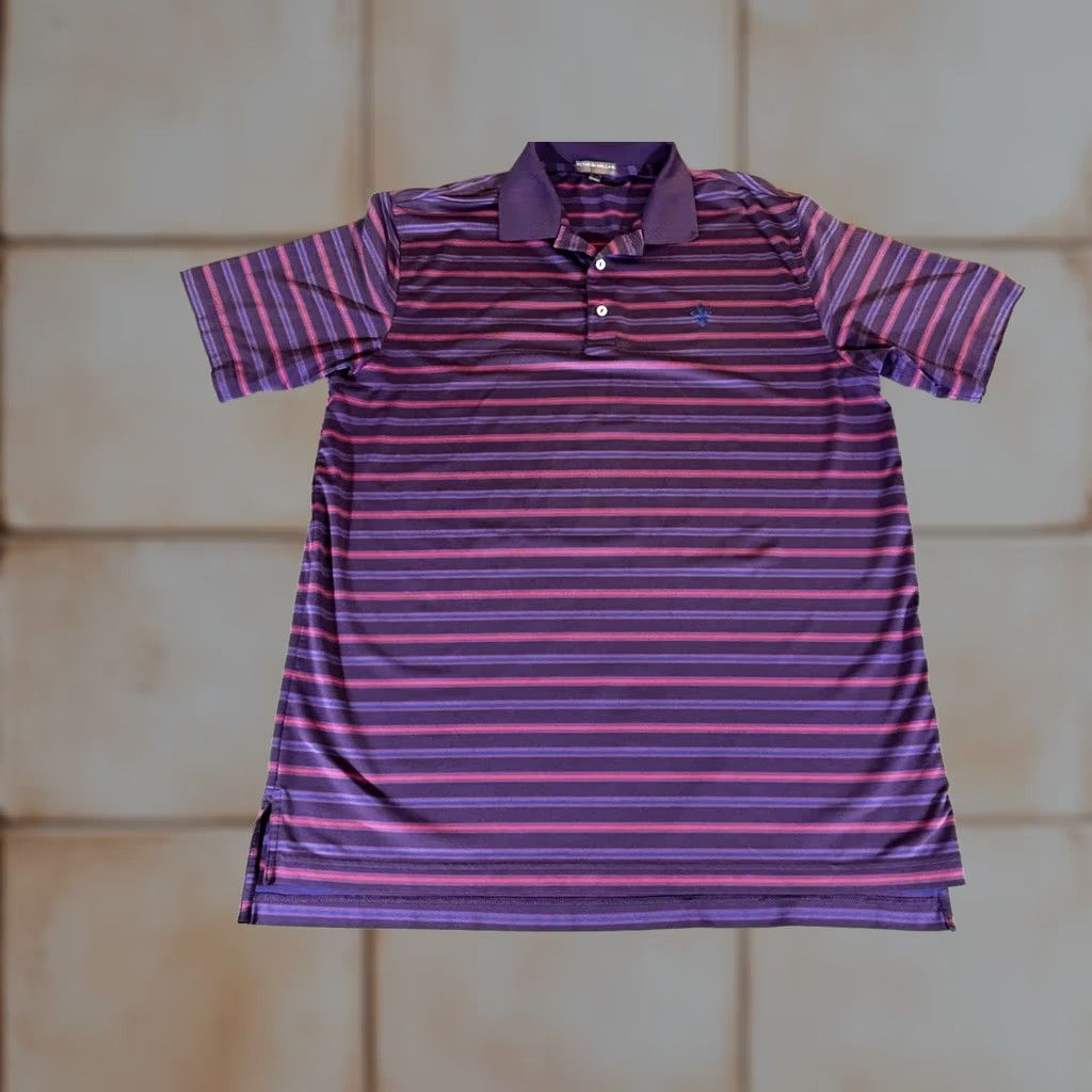 Peter Millar Peter Millar Polo Mens Large Shirt Golf Purple Stripe Summer Comfort Performance Moisture Wicking Quick Dry Short Sleeve 3-Button Collar Mens Size US L / EU 52-54 / 3 - 1 Thumbnail
