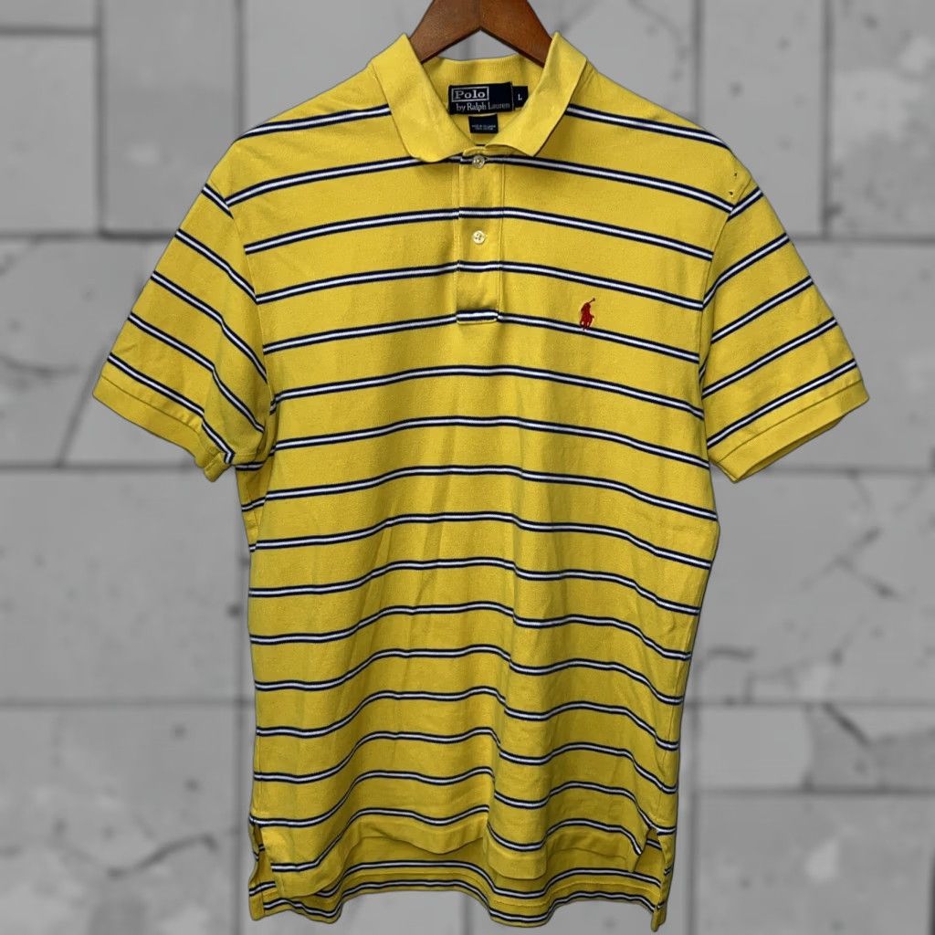 Ralph Lauren Polo Ralph Lauren Polo Shirt Striped Yellow Mens Size L Size US L / EU 52-54 / 3 - 1 Thumbnail