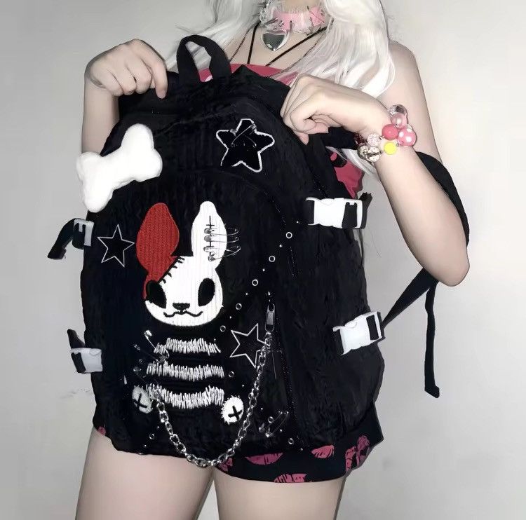 Other Y2K Punk Devil Rabbit Backpack –Handmade Bone Star Chain Bag Size ONE SIZE - 3 Thumbnail