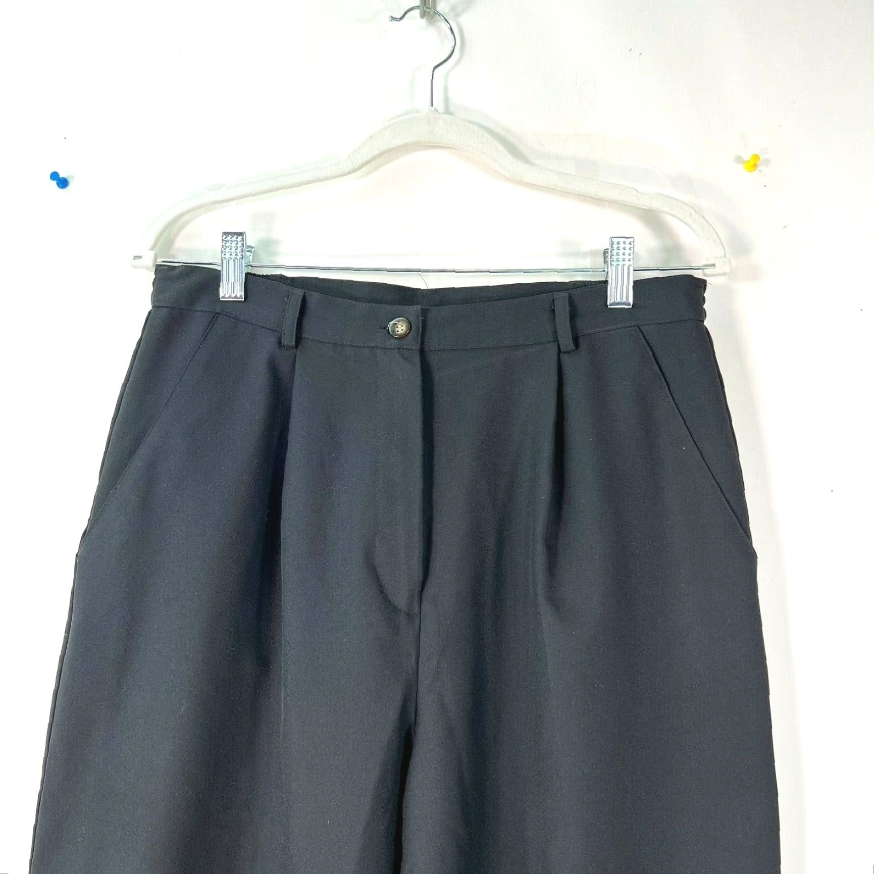 Vintage Sag Harbor Womens Dress Pants Black Pleated Straight Leg High Rise Size 12 Size 34" / US 12 / IT 48 - 3 Thumbnail