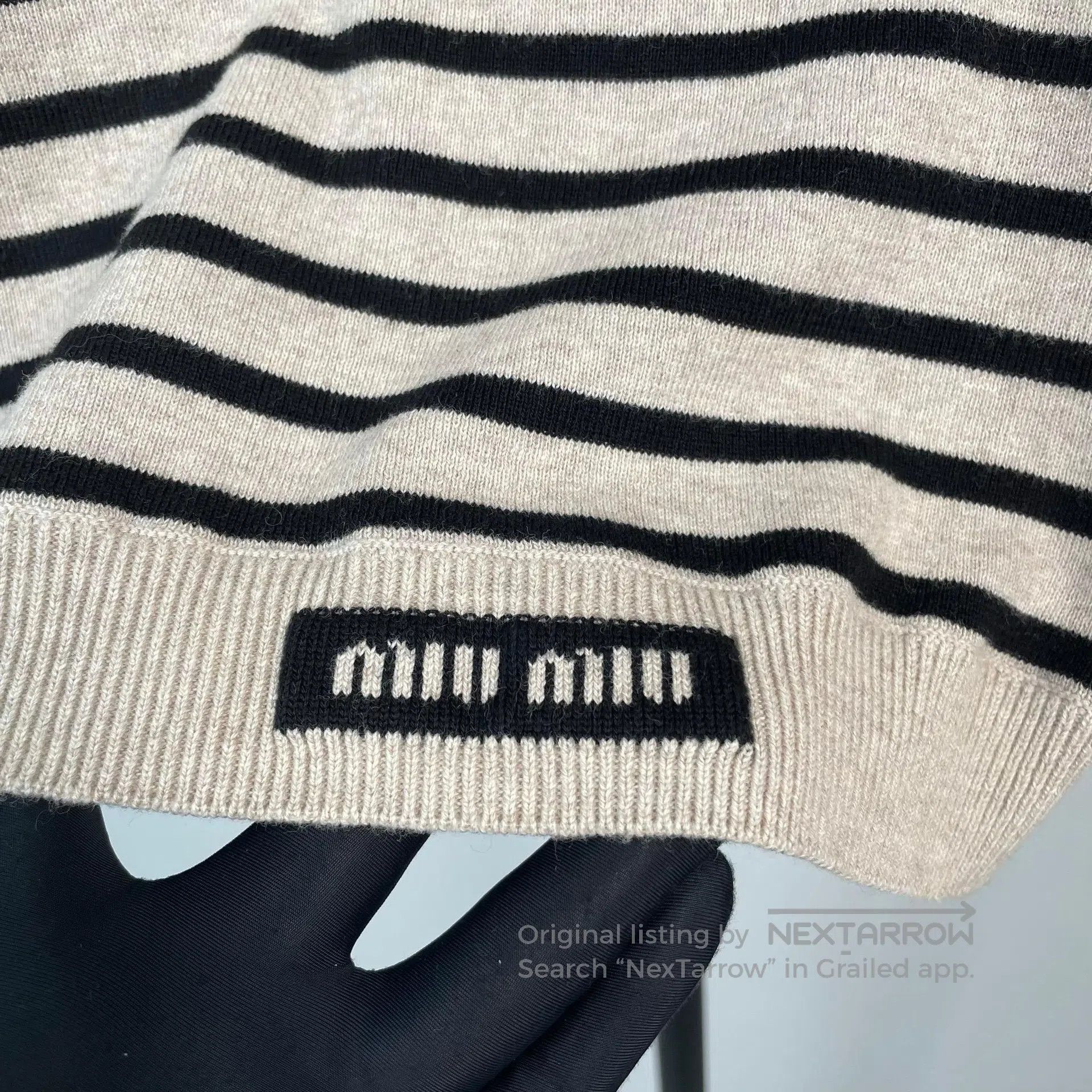 Miu Miu Miu Miu Striped Printed Logo Short Sleeve Round Neck Knit Size S / US 4 / IT 40 - 3 Thumbnail