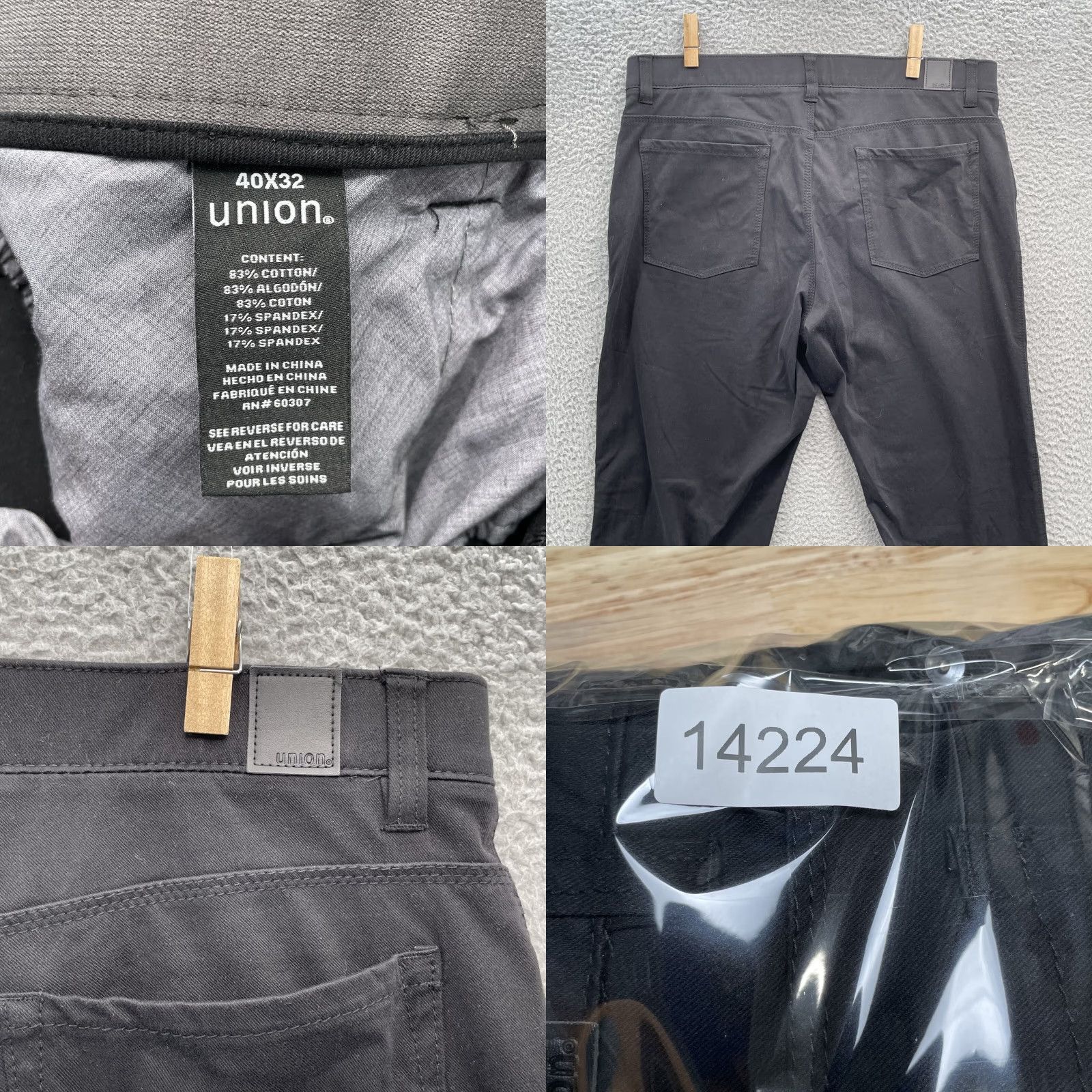 Union LA Union Comfort Flex Pants 39x31 Black Minimalist Preppy Performance Workwear Regular Mens Size US 39 - 8 Thumbnail