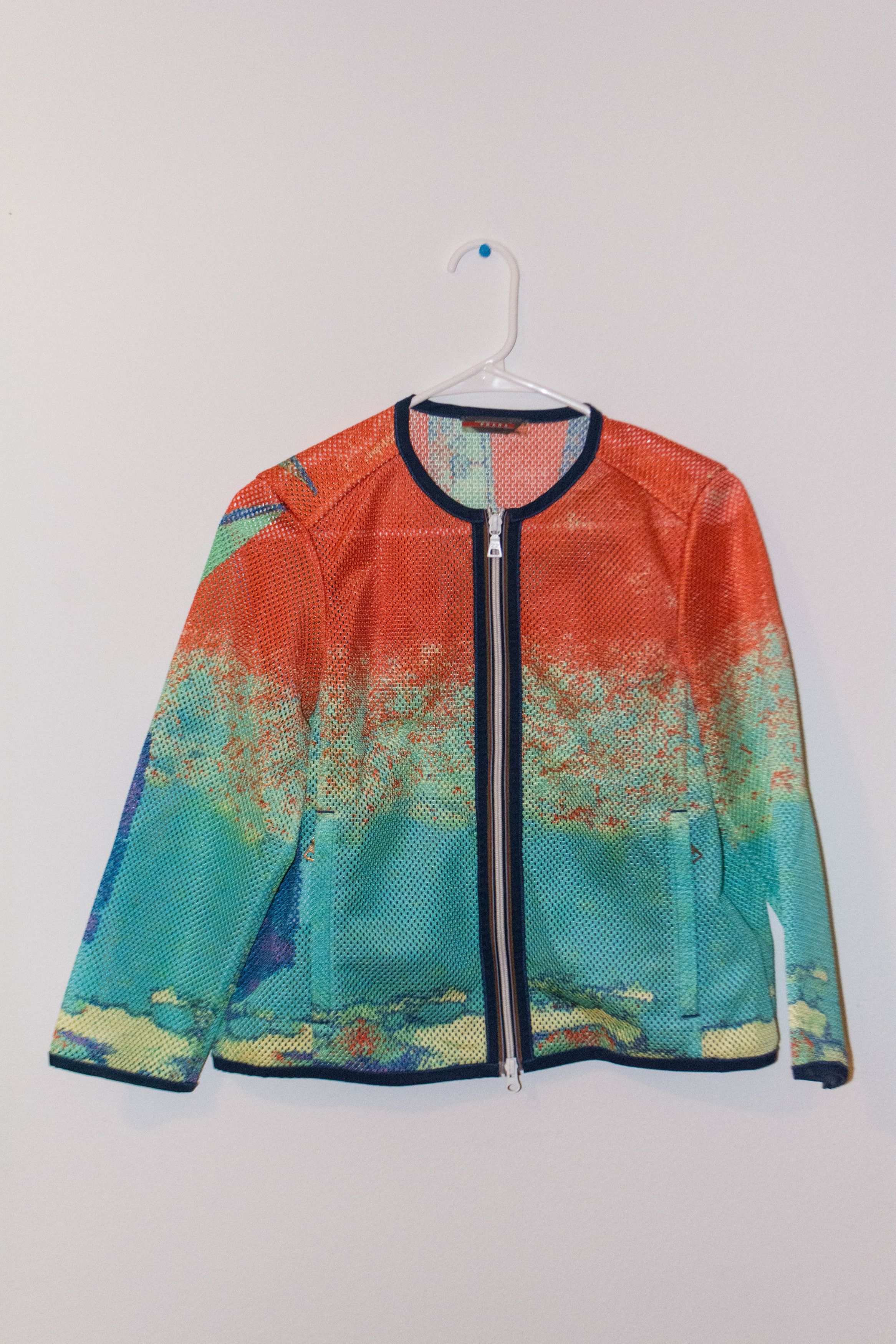 image of Prada Sport Ss2000 Abstract Mesh Jacket Art 280667 | Wmns in Orange, Men's (Size XS)