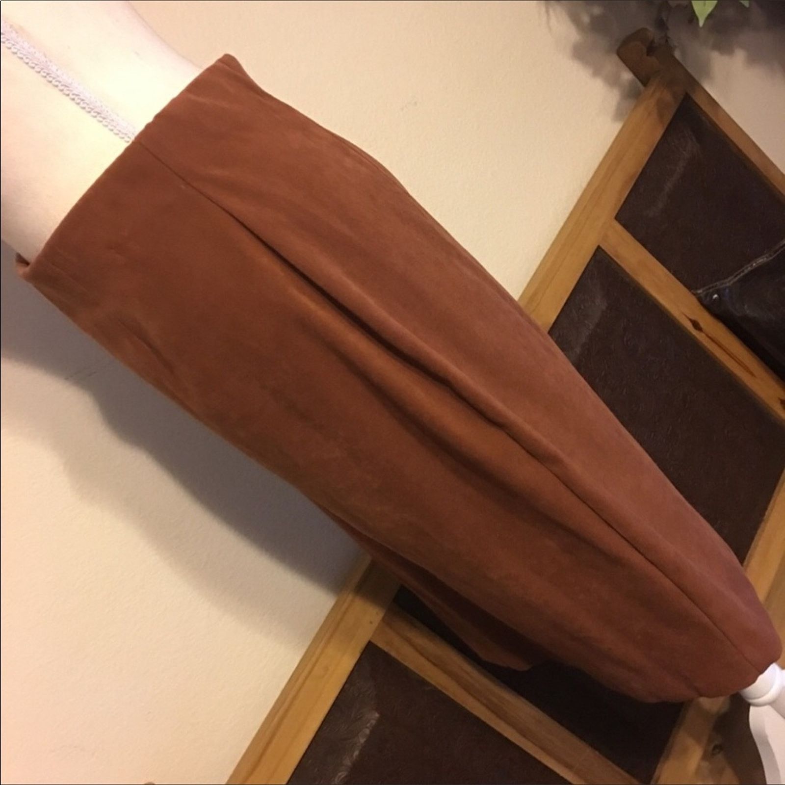 Other Lori Weidner suede like cognac brown midi skirt 10 Size 32" / US 10 / IT 46 - 3 Thumbnail