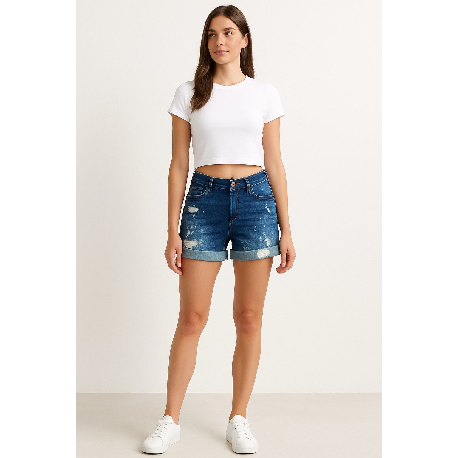 Other Y2K Distressed Cuffed Denim Shorts Blue LEVEL 99 Size 28 Size 28" / US 6 / IT 42 - 1 Thumbnail