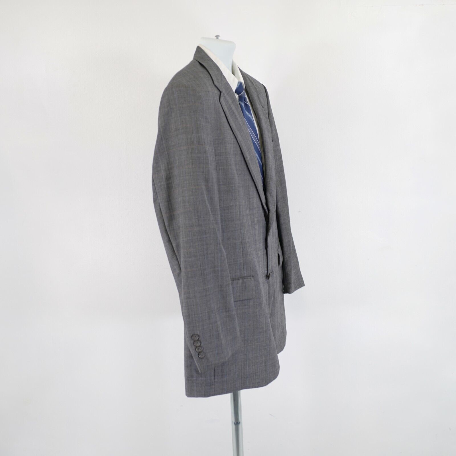 Hart Schaffner Marx Hart Schaffner Marx Gold Trumpeter Wool Gray Plaid W/ Blue W Size 42L - 12 Thumbnail