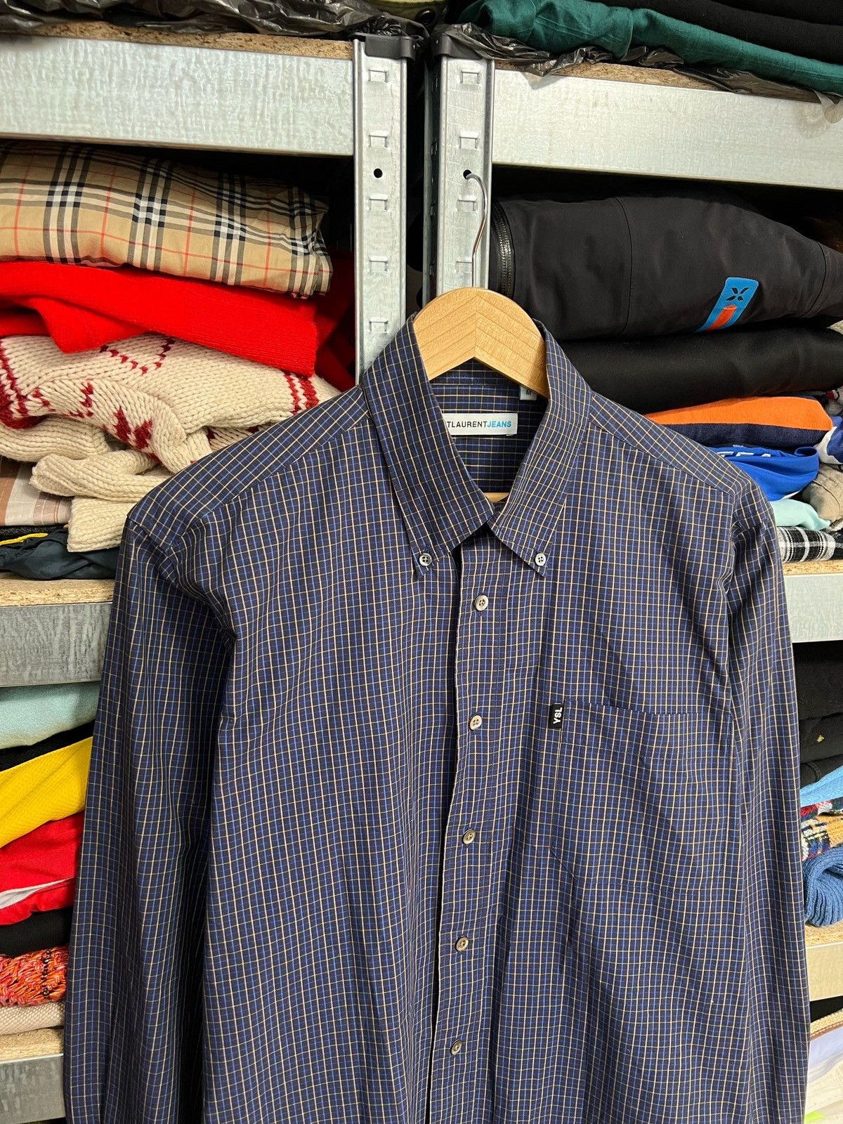 Saint Laurent Paris × Yves Saint Laurent Saint Laurent Jeans Button Up Shirt Long Sleeve Plaid YSL Size US M / EU 48-50 / 2 - 2 Thumbnail