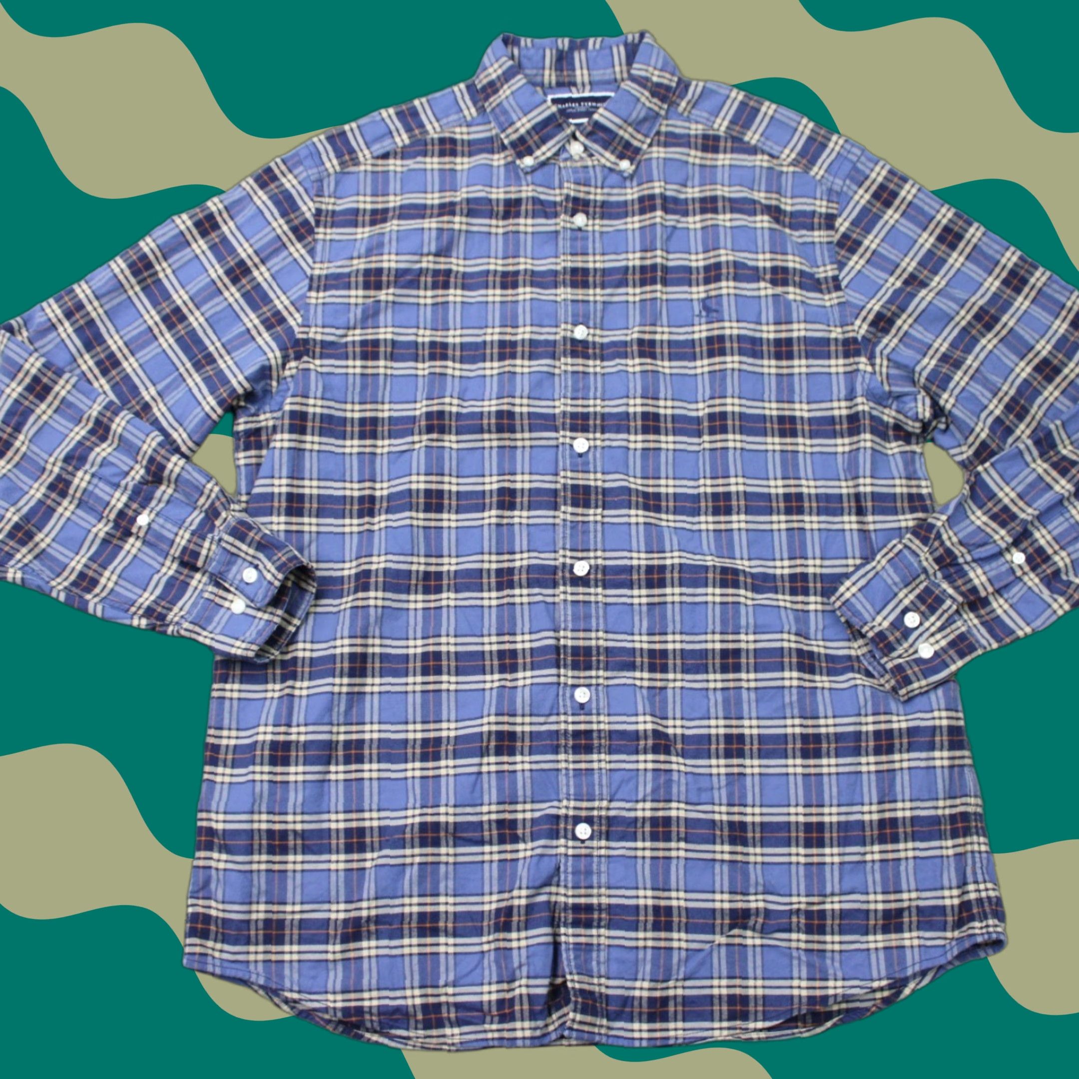 Charles Tyrwhitt Charles Tyrwhitt Shirt Mens Large Blue/Yellow Classic Fit Long Sleeve Flannel Size US L / EU 52-54 / 3 - 1 Thumbnail