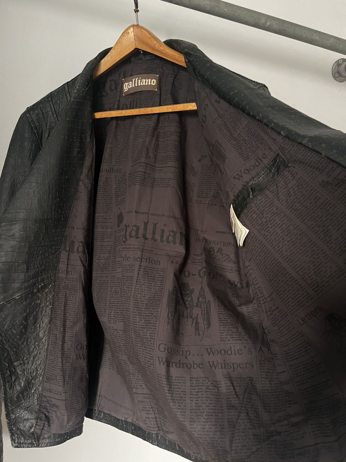John Galliano 2010s Galliano Croc Embossed Leather Biker Jacket Size US M / EU 48-50 / 2 - 7 Thumbnail