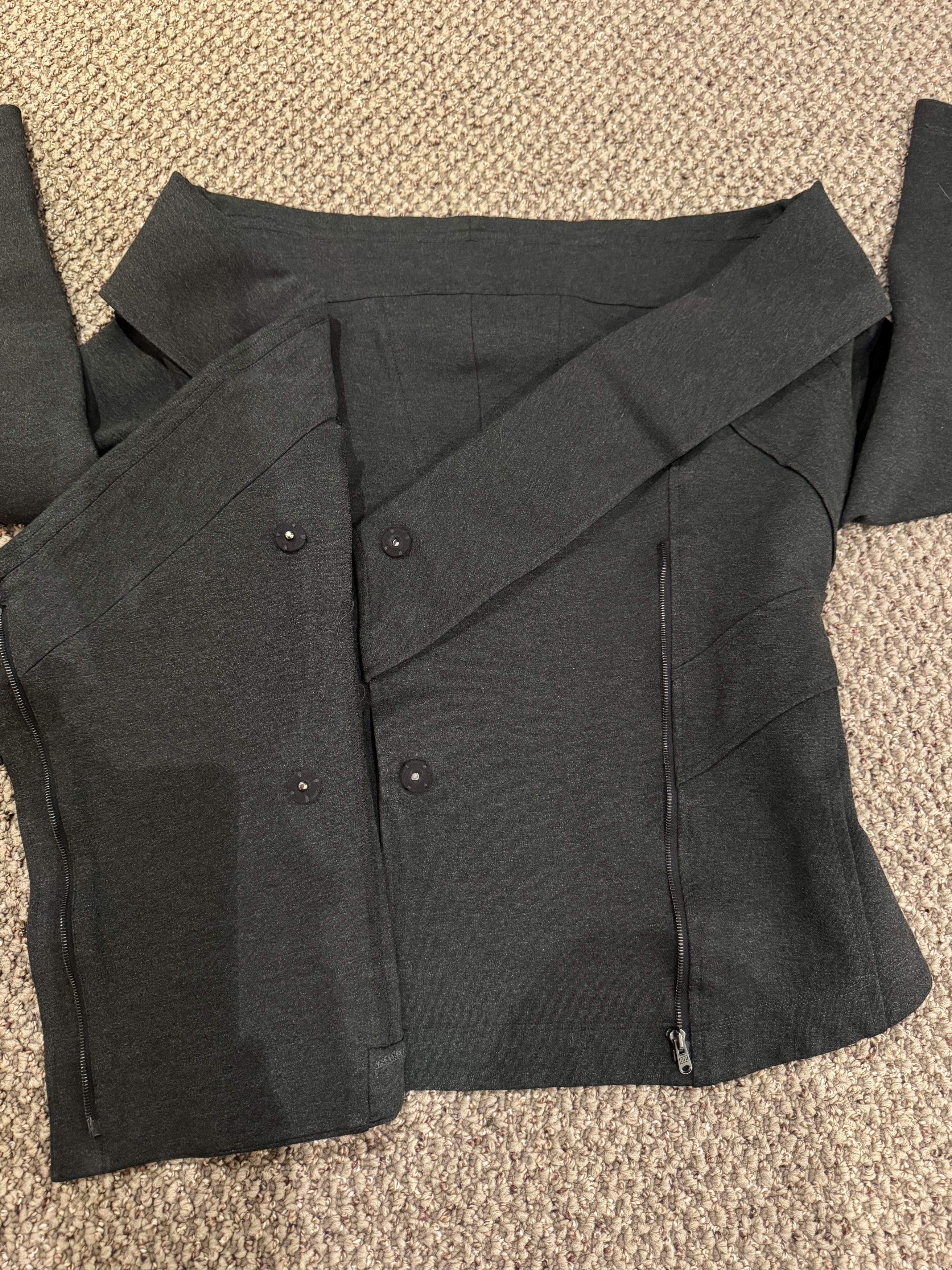 Other Unlabelled Donna Karan-era Sculptural Charcoal Jacket Size XS / US 0-2 / IT 36-38 - 3 Thumbnail