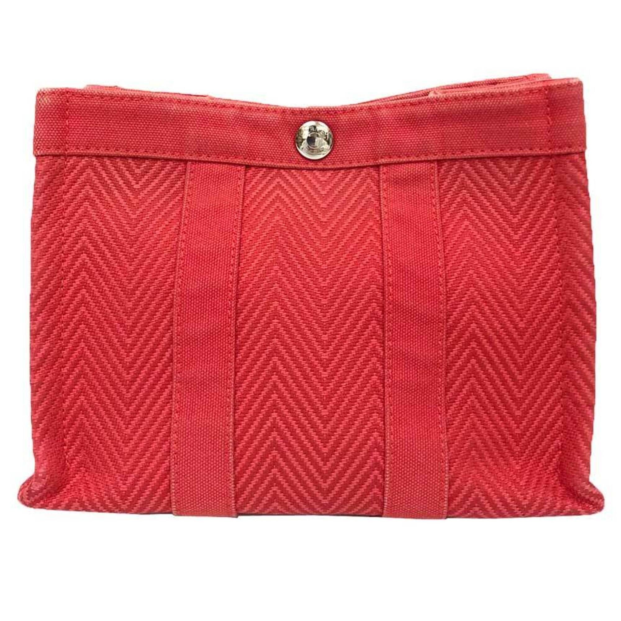 Hermes Hermes Mini Cabas Pouch, Canvas, Red Size ONE SIZE - 1 Thumbnail