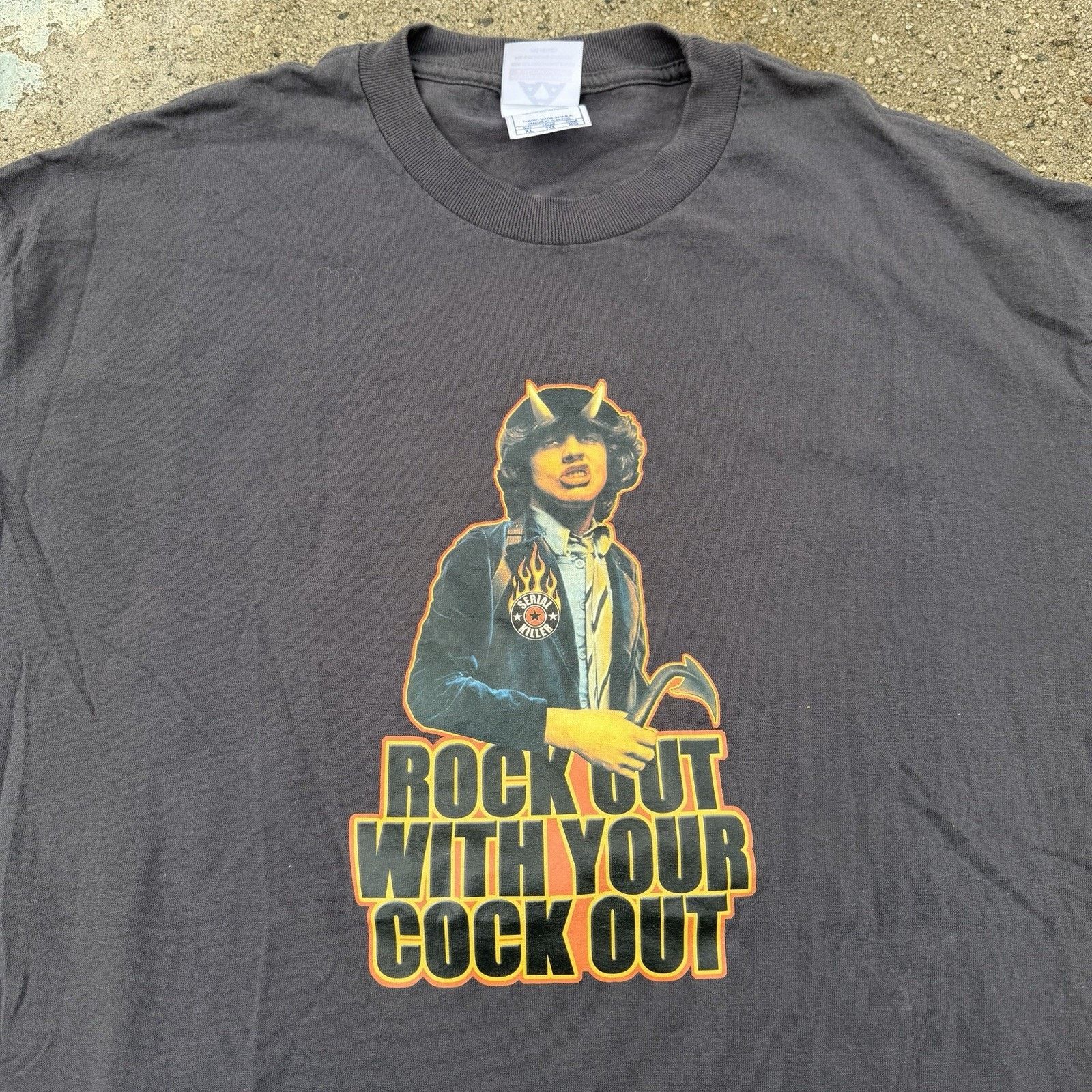 Band Tees × Vintage Vintage Serial Killer AC/DC Rock Out With Your Cock Out Tee Size US XL / EU 56 / 4 - 1 Thumbnail