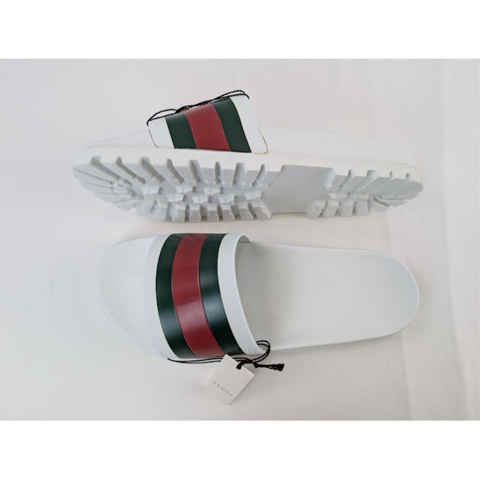 Gucci o1rshd1 13 Gucci-13.5 US / Web Slide Sandal in Great White Size US 14 / EU 47 - 1 Thumbnail