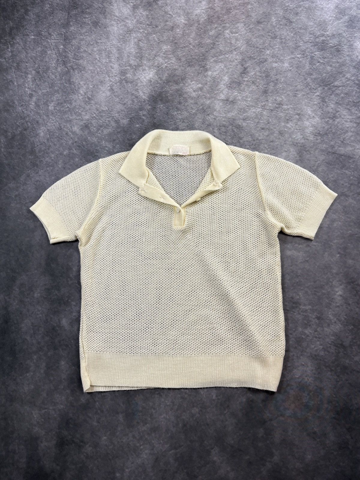 Vintage 1970s Vintage Knit Polo Mr. Love Acrylic Sheer Mesh MCM 70s Size S / US 4 / IT 40 - 9 Thumbnail